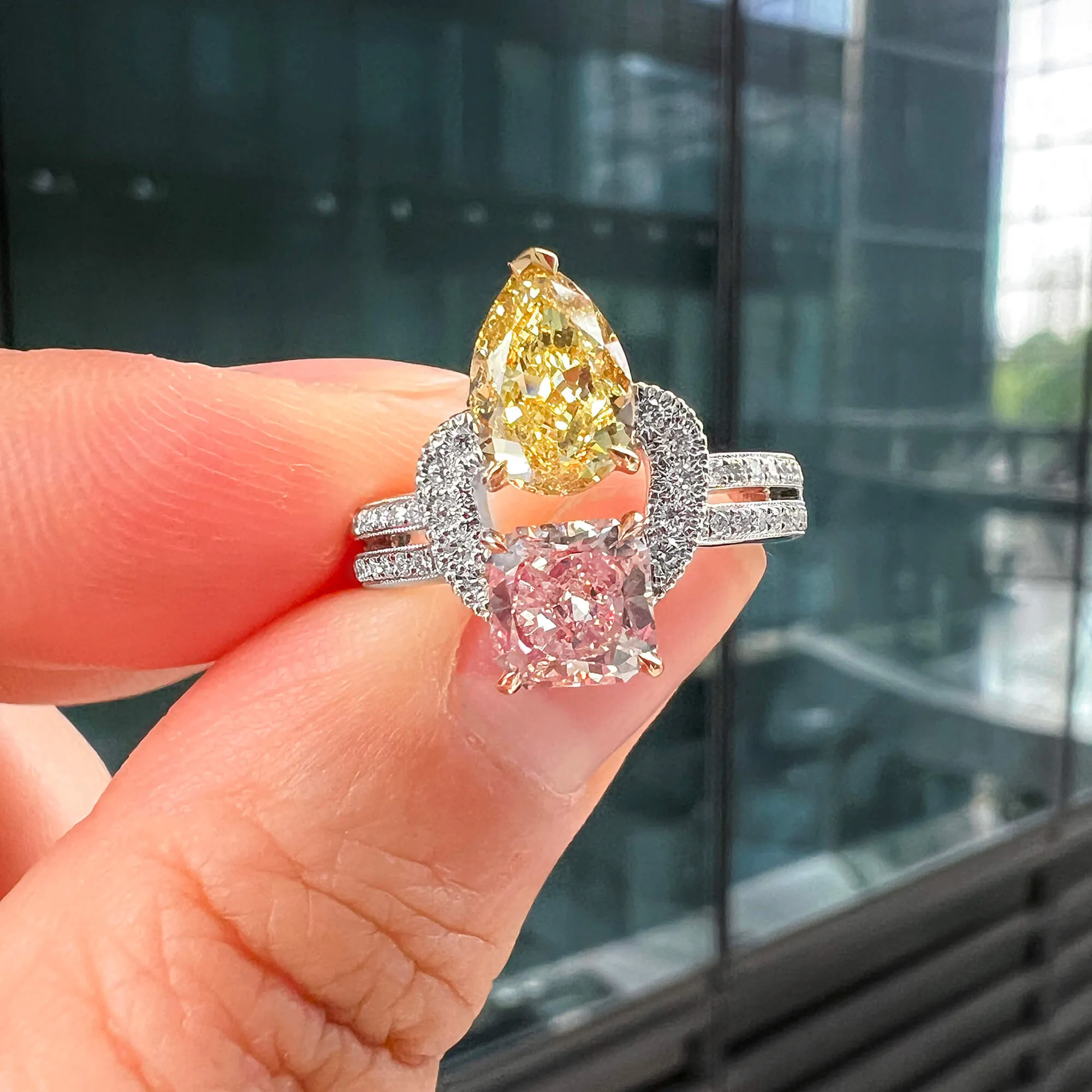 Very Light Pinkish Brown Diamond Ring, 2.59 Ct. TW, MIX shape, GIA Certified,Rings Colored Diamond