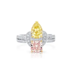 Very Light Pinkish Brown Diamond Ring, 2.59 Ct. TW, MIX shape, GIA Certified,Rings Colored Diamond