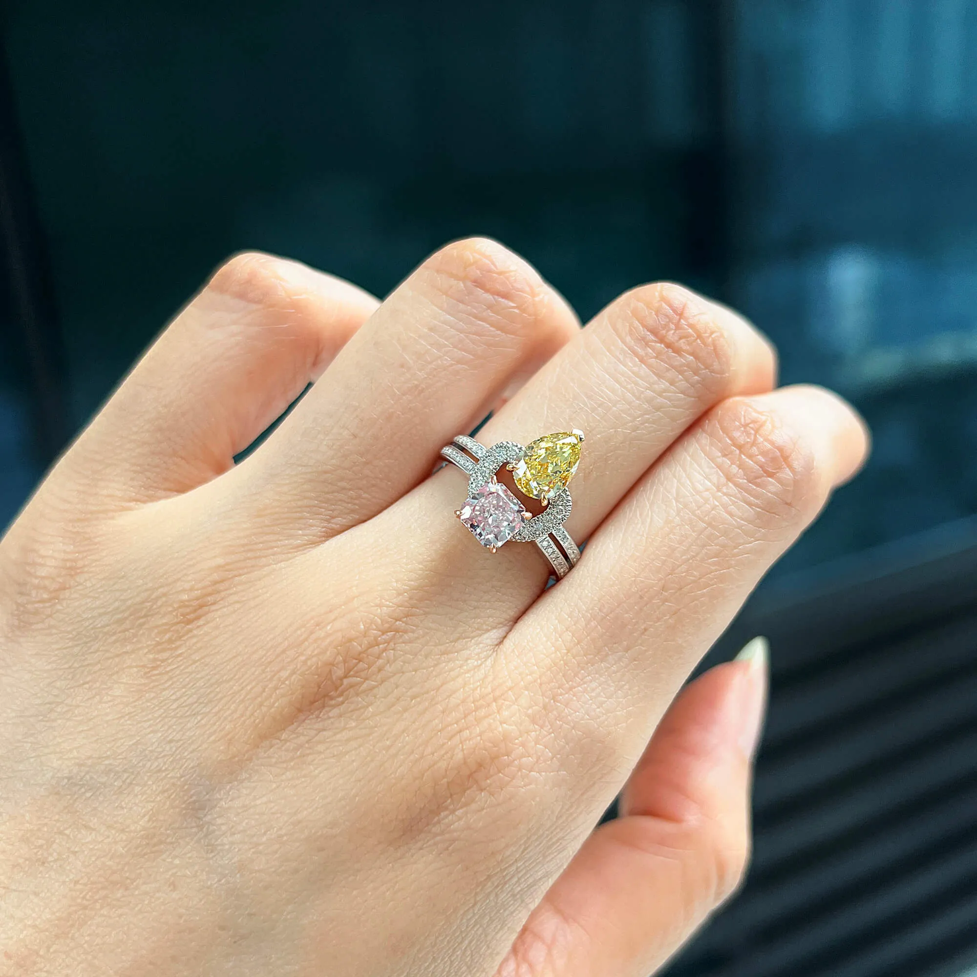 Very Light Pinkish Brown Diamond Ring, 2.59 Ct. TW, MIX shape, GIA Certified,Rings Colored Diamond