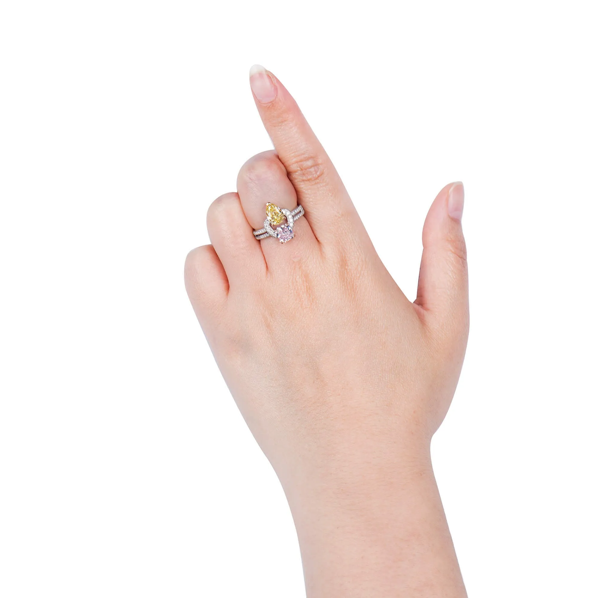 Very Light Pinkish Brown Diamond Ring, 2.59 Ct. TW, MIX shape, GIA Certified,Rings Colored Diamond