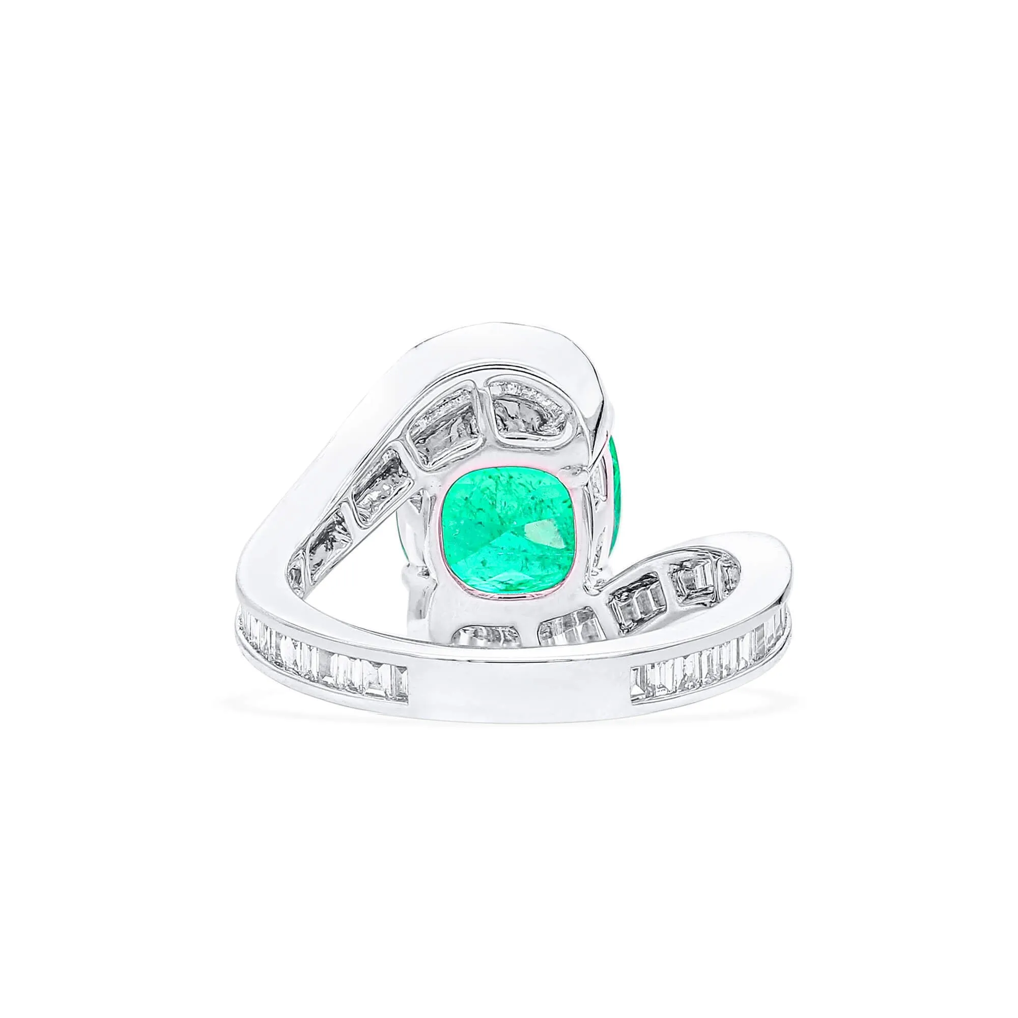 Vivid Green Colombia Emerald Ring, 3.62 Ct. TW, Cushion shape GRS Certified,Emerald Rings