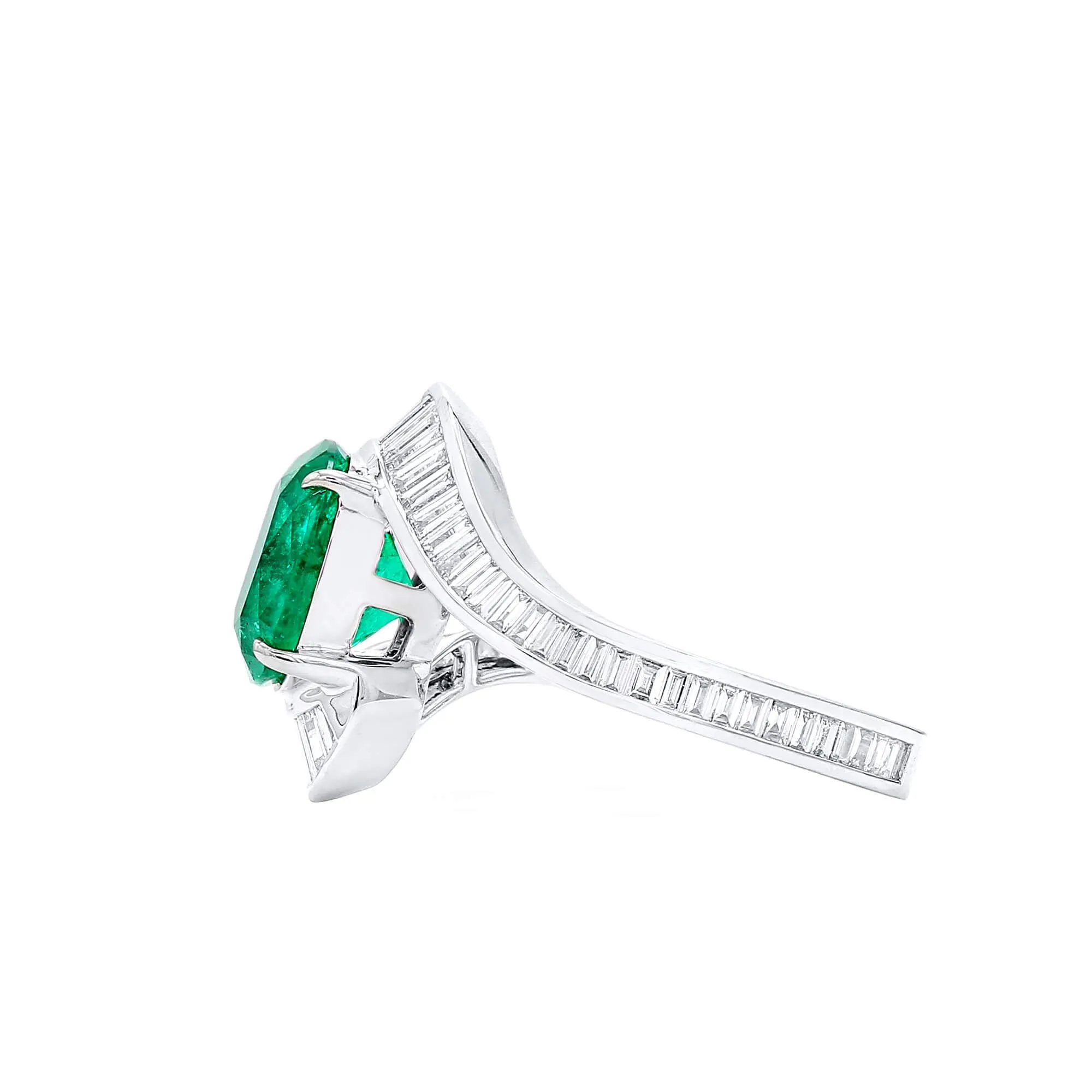 Vivid Green Colombia Emerald Ring, 3.62 Ct. TW, Cushion shape GRS Certified,Emerald Rings