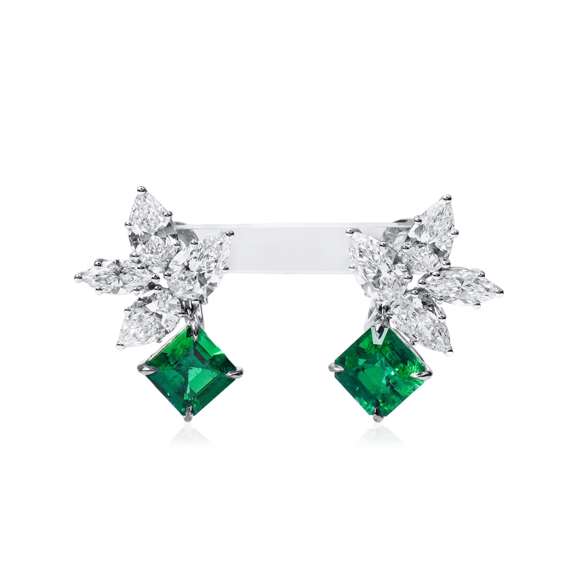 Vivid Green Colombian Emerald And Diamond Earrings, 3.66 Ct. (8.17 Ct. TW), JCEG01113090,Emerald Earrings