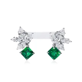 Vivid Green Colombian Emerald And Diamond Earrings, 3.66 Ct. (8.17 Ct. TW), JCEG01113090,Emerald Earrings