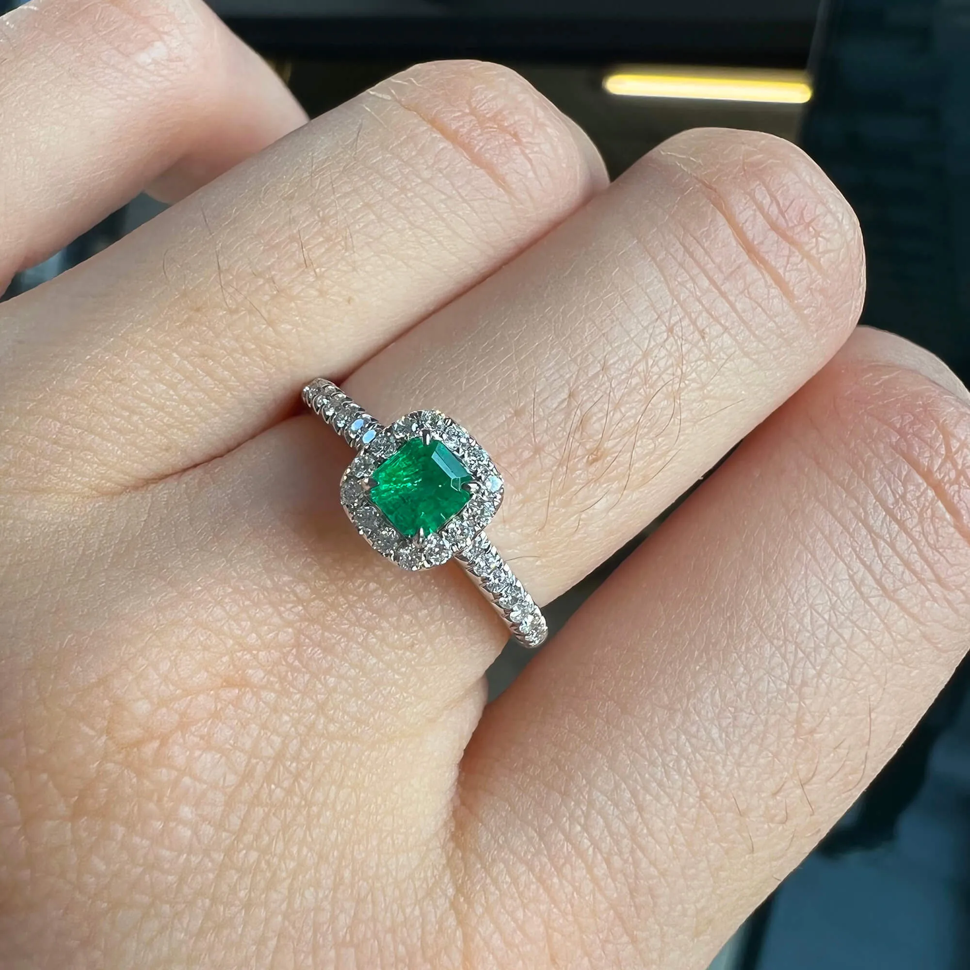 Vivid Green Colombian Emerald And Diamond Ring, 0.31 Ct. (0.55 Ct. TW), G2112020314,Emerald Rings