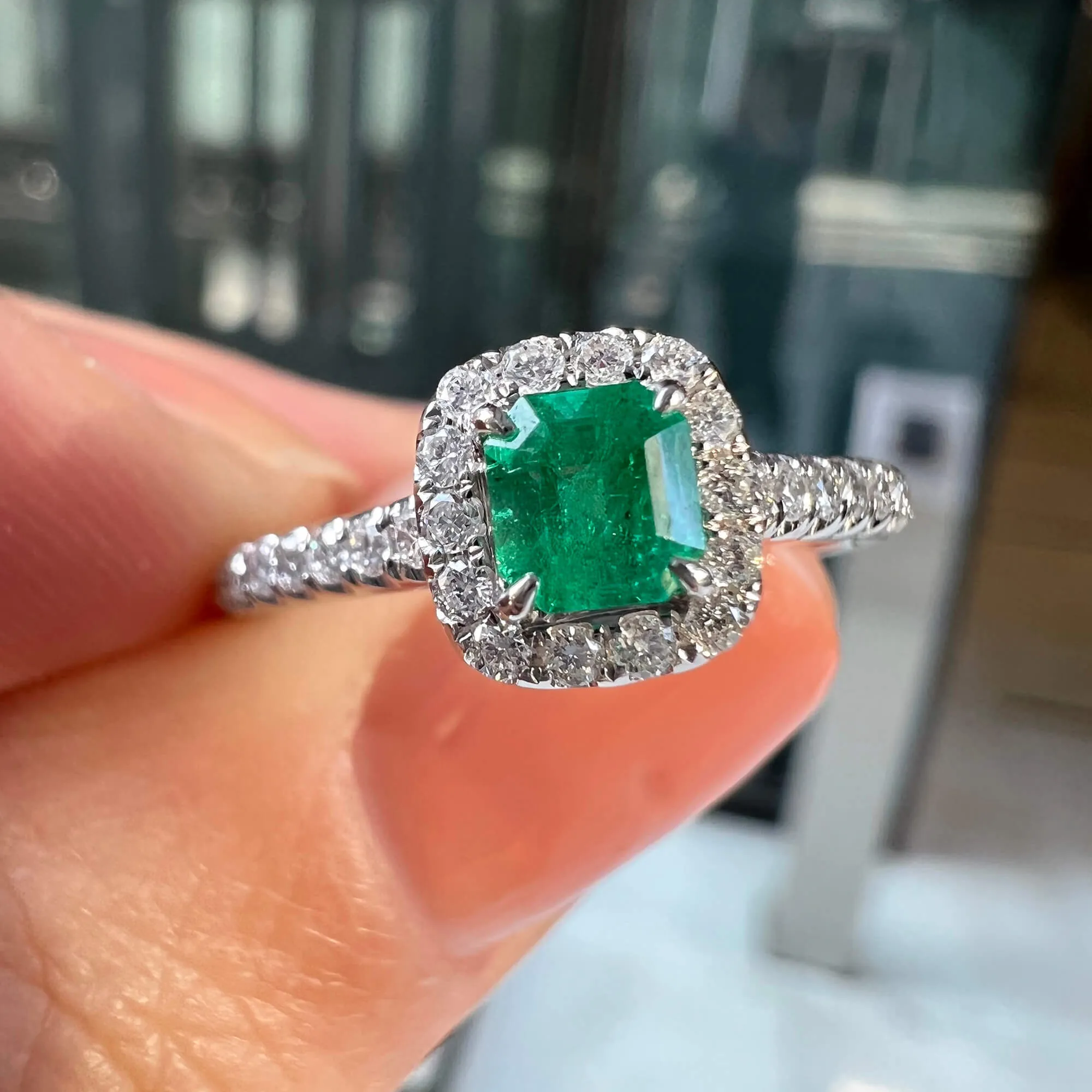 Vivid Green Colombian Emerald And Diamond Ring, 0.31 Ct. (0.55 Ct. TW), G2112020314,Emerald Rings