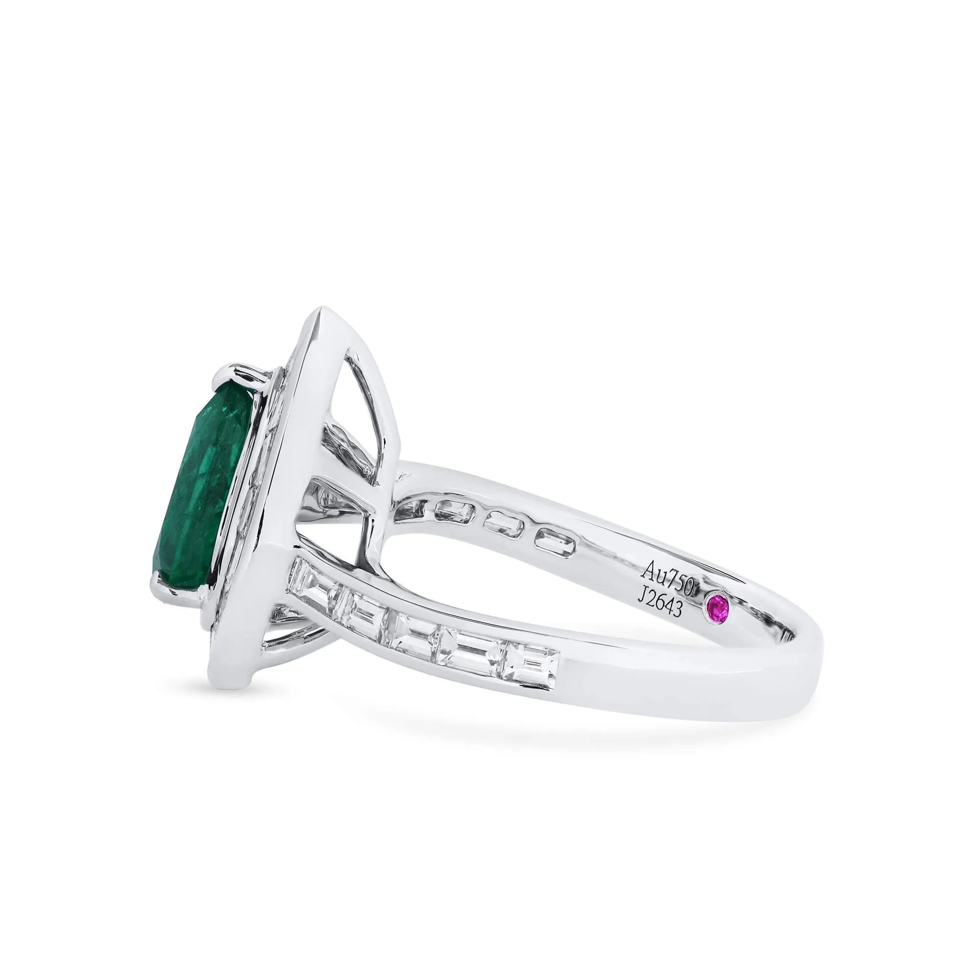 Vivid Green Colombian Emerald And Diamond Ring, 1.45 Ct. (2.48 Ct. TW), GRS2021-038574,Emerald Rings