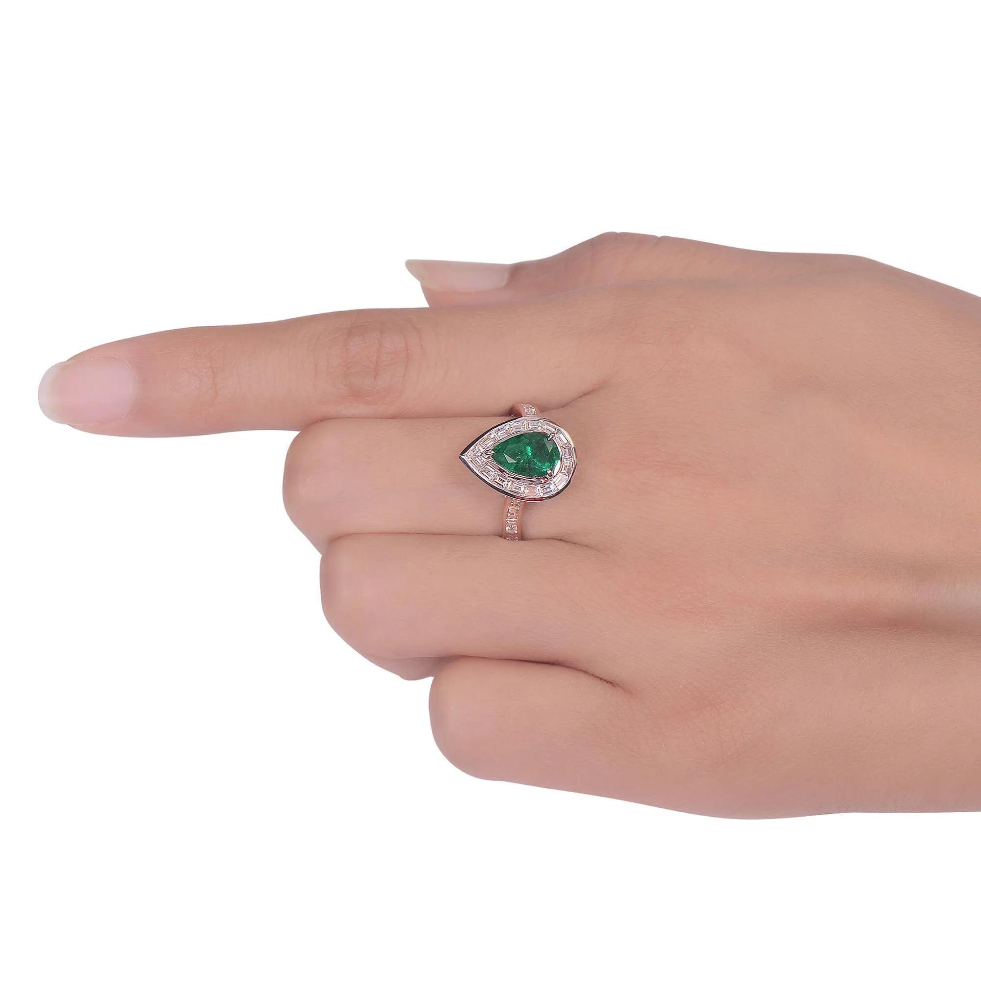 Vivid Green Colombian Emerald And Diamond Ring, 1.45 Ct. (2.48 Ct. TW), GRS2021-038574,Emerald Rings