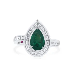 Vivid Green Colombian Emerald And Diamond Ring, 1.45 Ct. (2.48 Ct. TW), GRS2021-038574,Emerald Rings