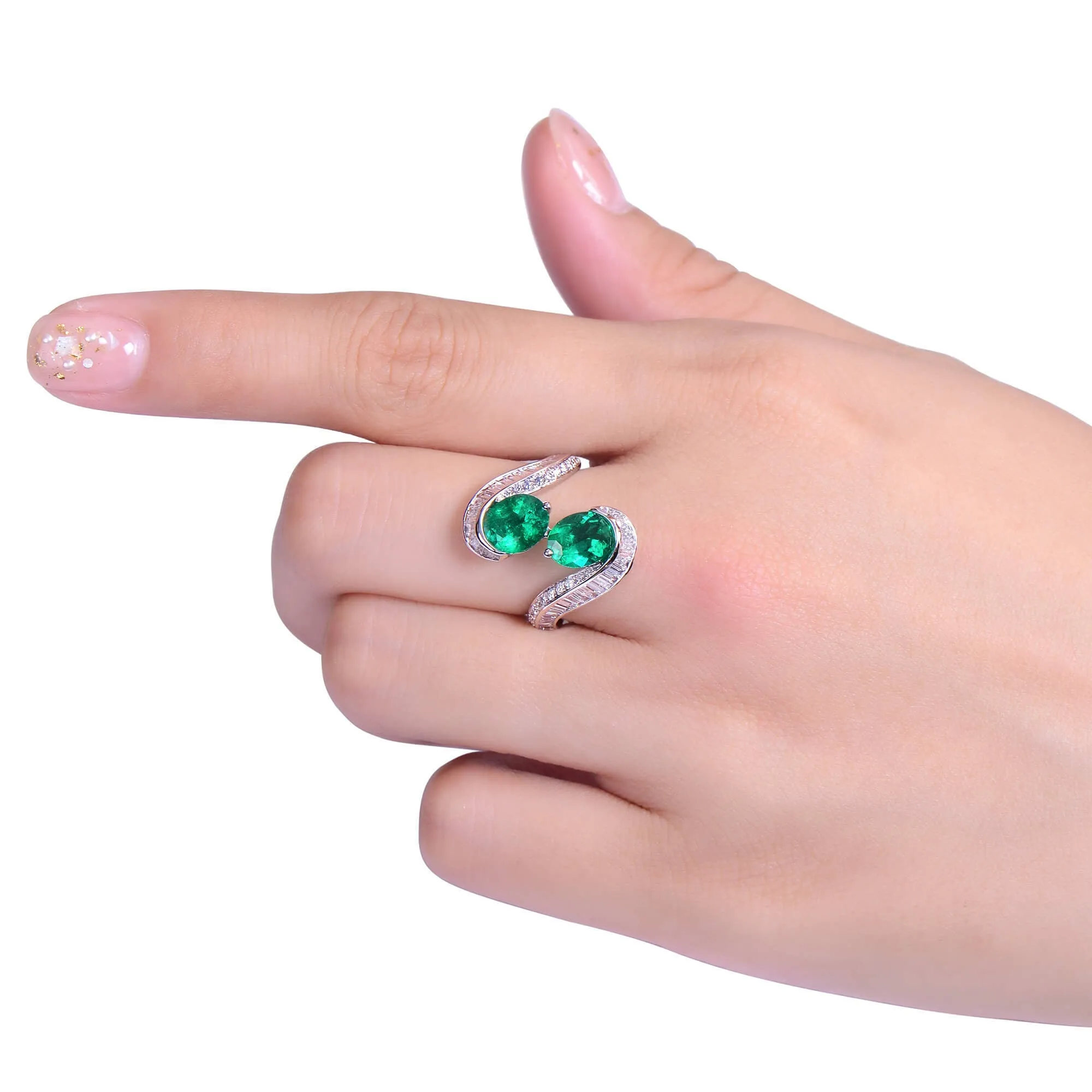 Vivid Green Colombian Emerald And Diamond Ring, 2.22 Ct. (3.47 Ct. TW), JCRG05512045,Emerald Rings