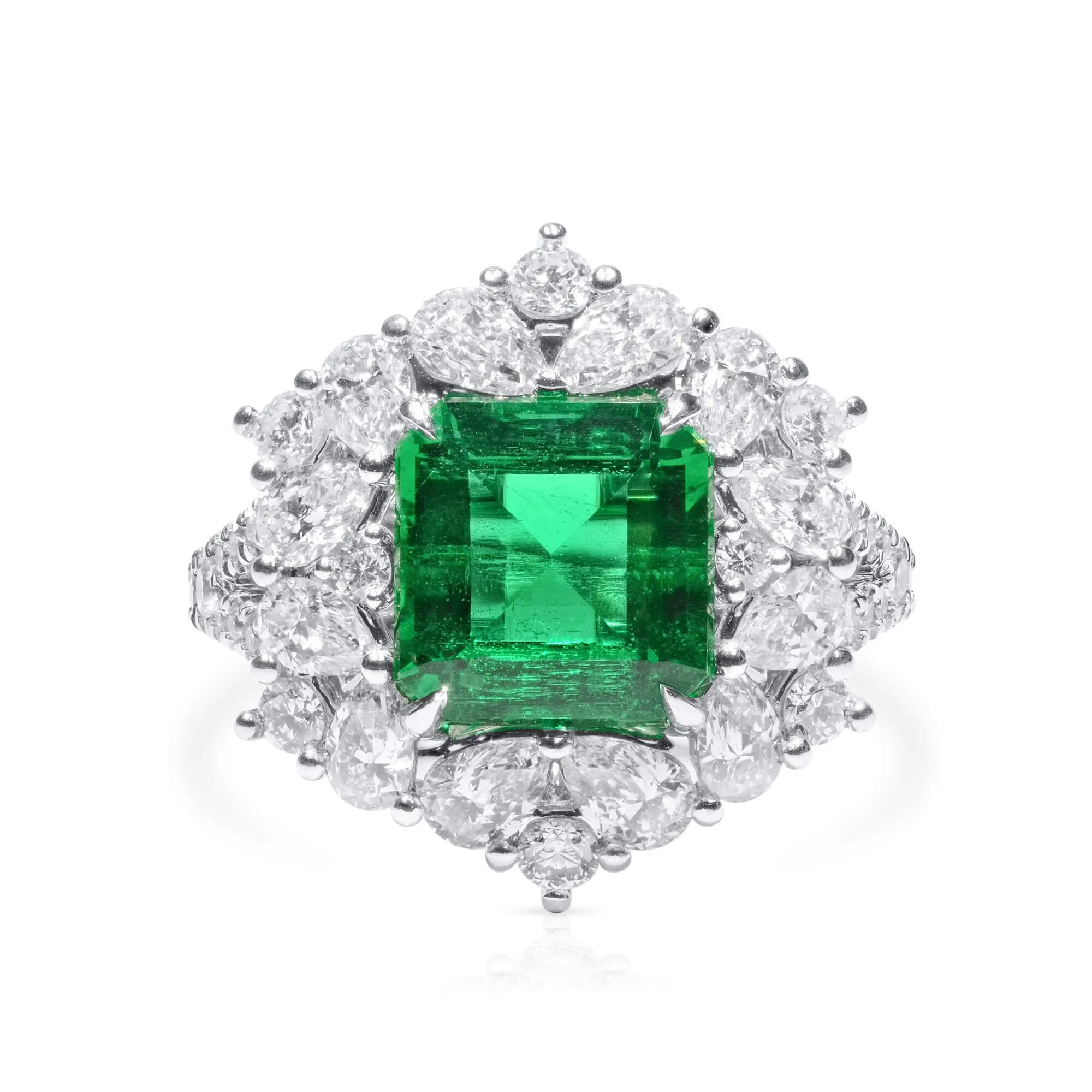 Vivid green colombian emerald and diamond ring, 2.64 CT. (4.62 CT. TW), GRS2021-118015,Emerald Rings