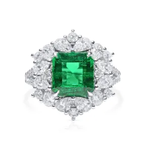 Vivid green colombian emerald and diamond ring, 2.64 CT. (4.62 CT. TW), GRS2021-118015,Emerald Rings