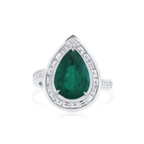 Vivid Green Colombian Emerald And Diamond Ring, 3.40 Ct. (4.57 Ct. TW), GRS2021-038576,Emerald Rings