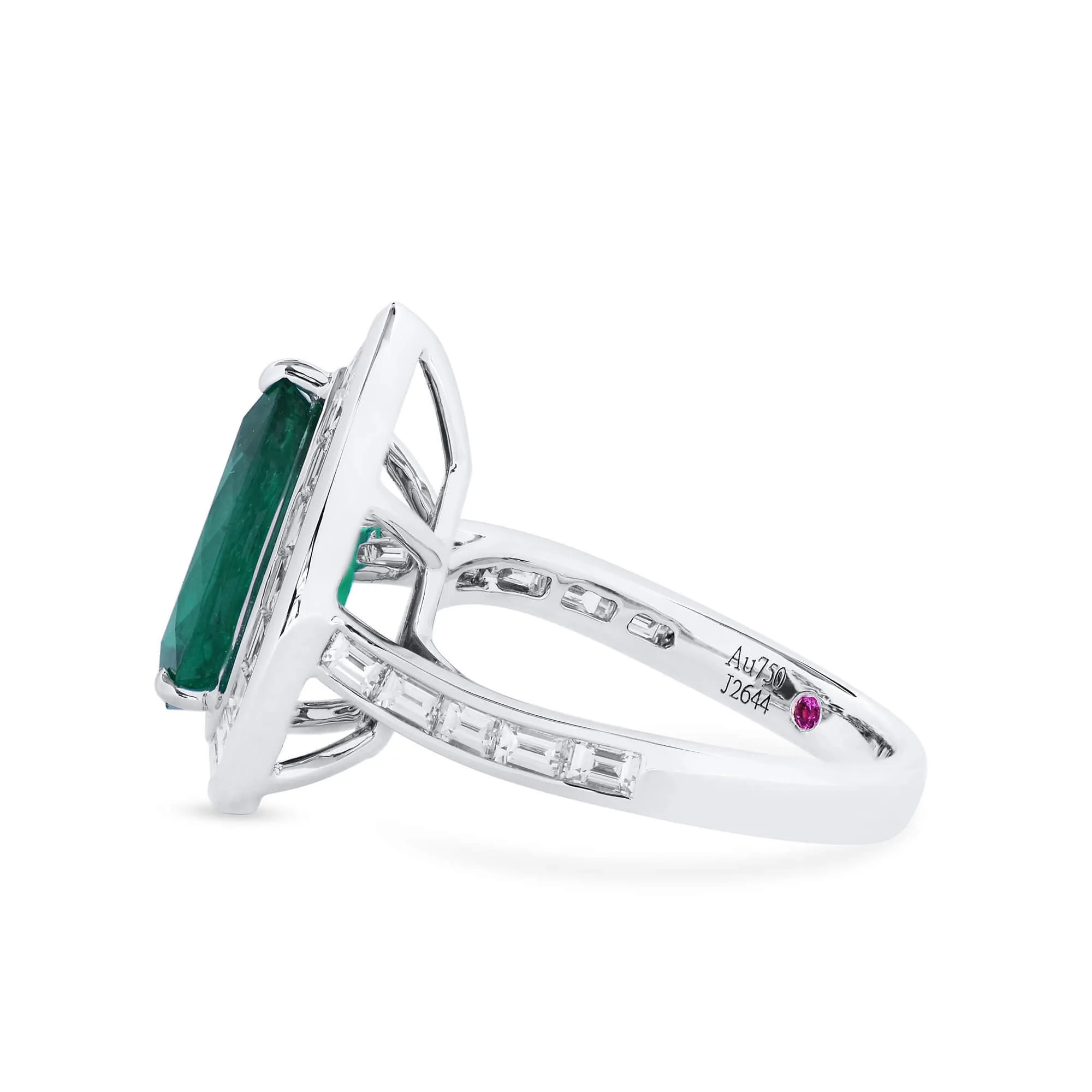 Vivid Green Colombian Emerald And Diamond Ring, 3.40 Ct. (4.57 Ct. TW), GRS2021-038576,Rings Jewelry