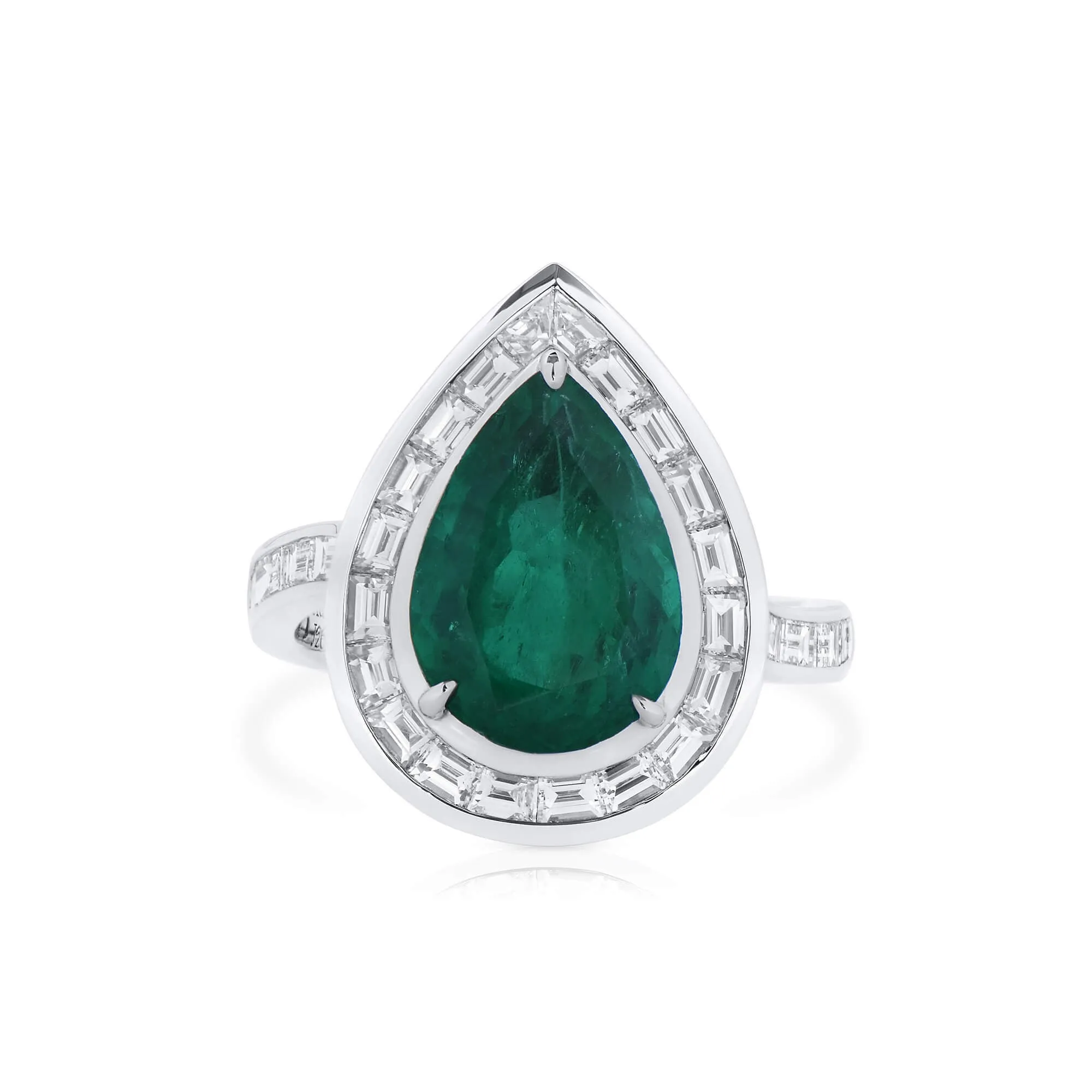 Vivid Green Colombian Emerald And Diamond Ring, 3.40 Ct. (4.57 Ct. TW), GRS2021-038576,Rings Jewelry