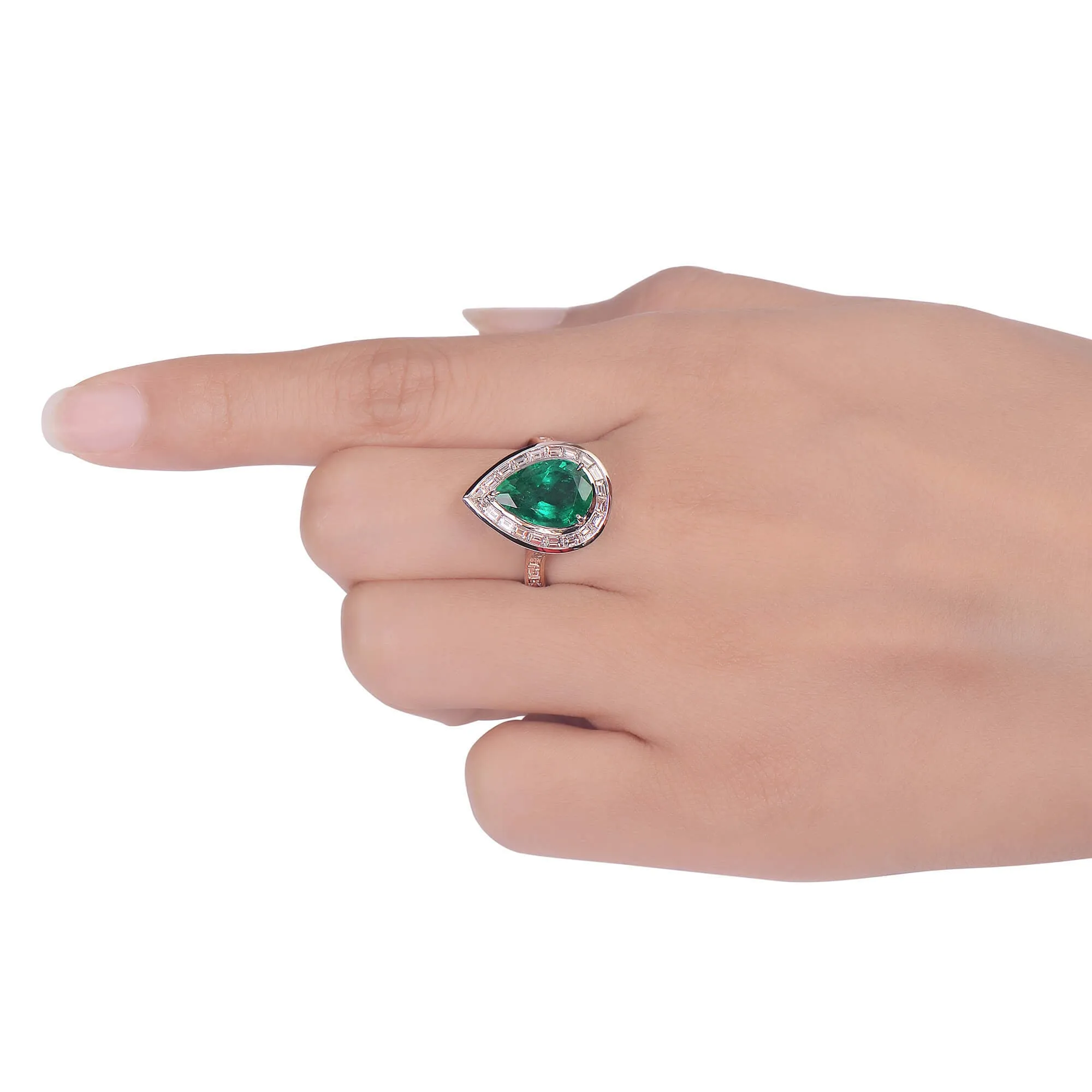 Vivid Green Colombian Emerald And Diamond Ring, 3.40 Ct. (4.57 Ct. TW), GRS2021-038576,Rings Jewelry