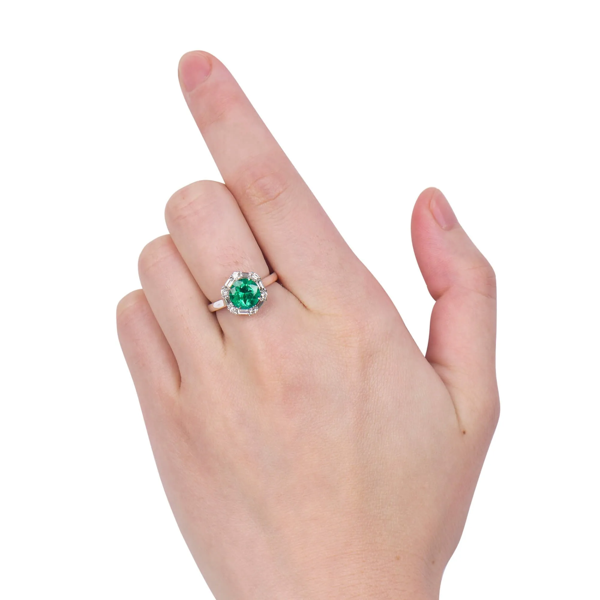 Vivid Green Colombian Emerald And Diamond Ring|1.82 Ct. (2.48 Ct. TW), GRS2020-128132,Emerald Rings