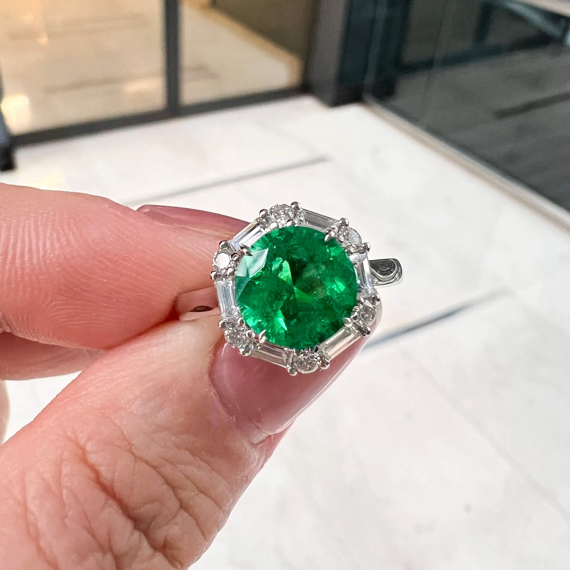 Vivid Green Colombian Emerald And Diamond Ring|1.82 Ct. (2.48 Ct. TW), GRS2020-128132,Emerald Rings