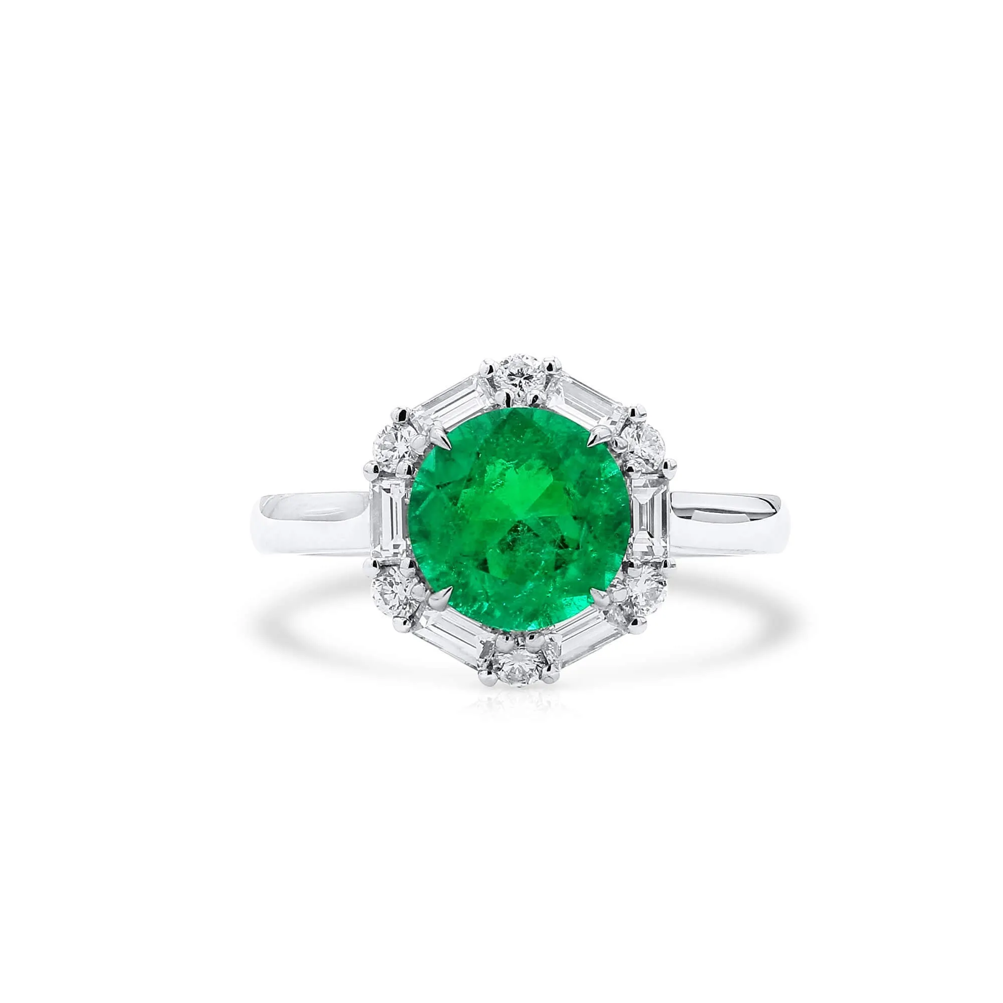 Vivid Green Colombian Emerald And Diamond Ring|1.82 Ct. (2.48 Ct. TW), GRS2020-128132,Emerald Rings