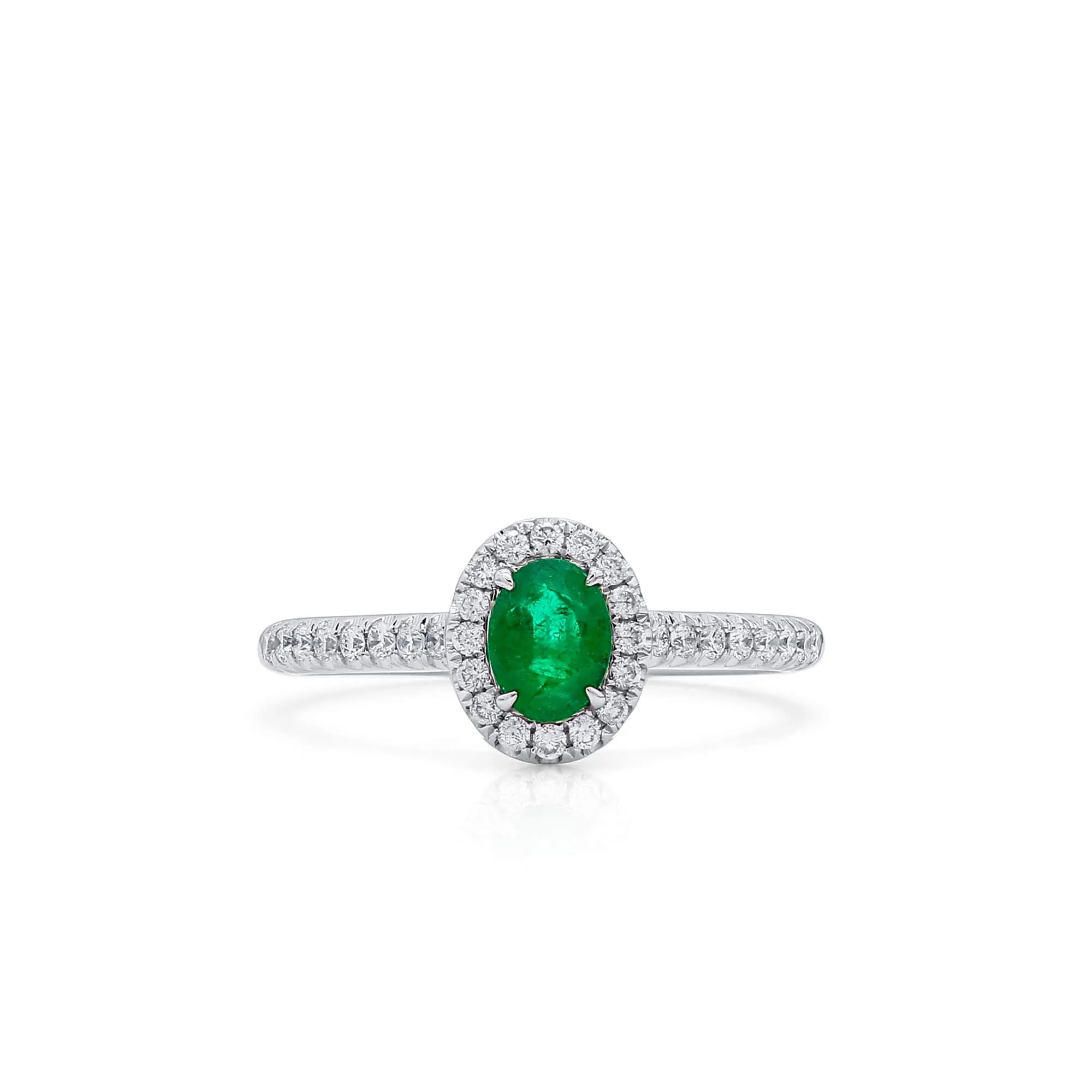 Vivid Green Emerald And Diamond Ring, 0.34 Ct. (0.58 Ct. TW), G2112020313,Emerald Rings