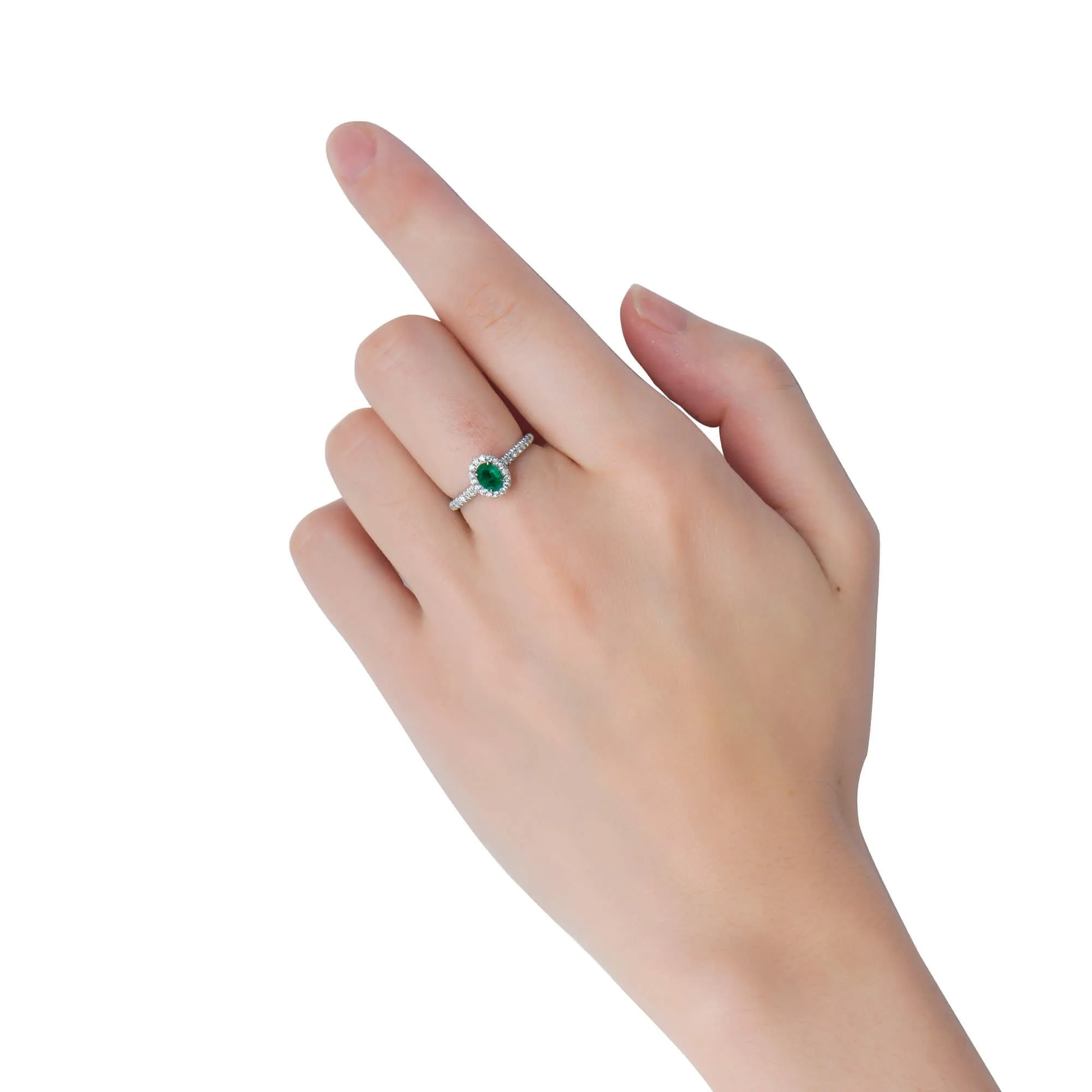 Vivid Green Emerald And Diamond Ring, 0.34 Ct. (0.58 Ct. TW), G2112020313,Emerald Rings