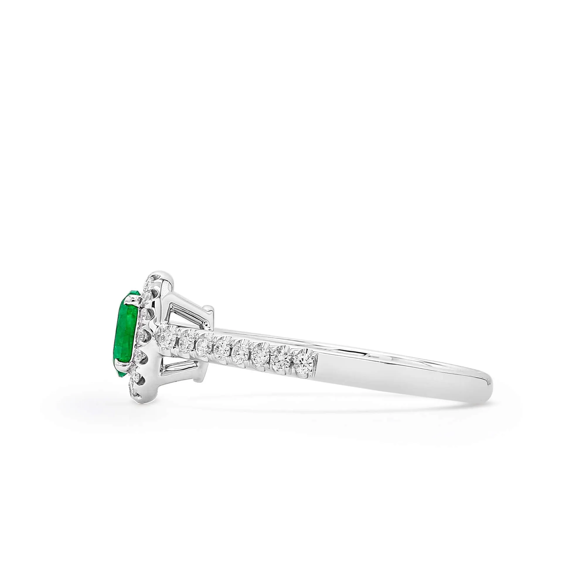 Vivid Green Emerald And Diamond Ring, 0.34 Ct. (0.58 Ct. TW), G2112020313,Emerald Rings