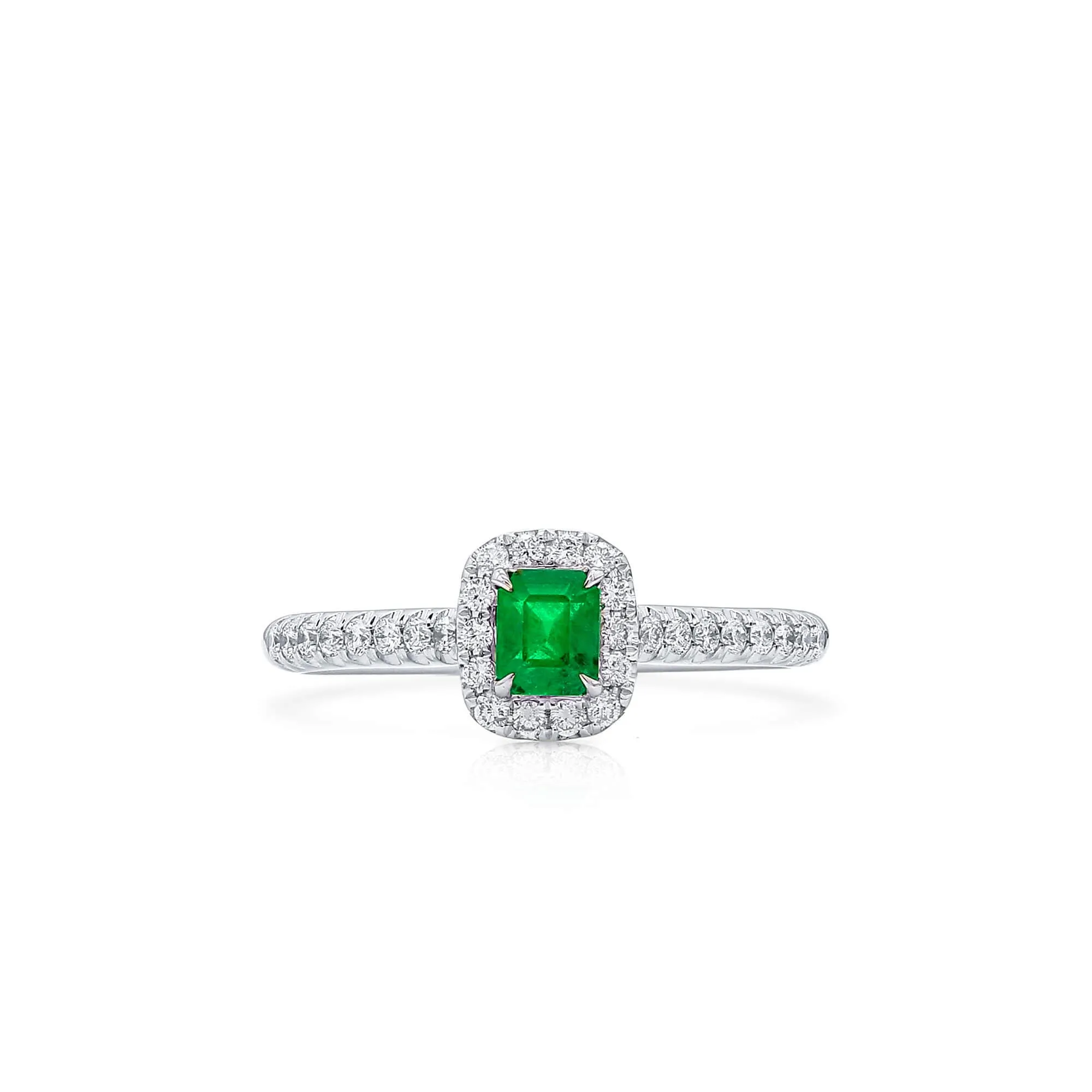 Vivid Green Emerald And Diamond Ring, 0.36 Ct. (0.58 Ct. TW), G2112020310,Emerald Rings