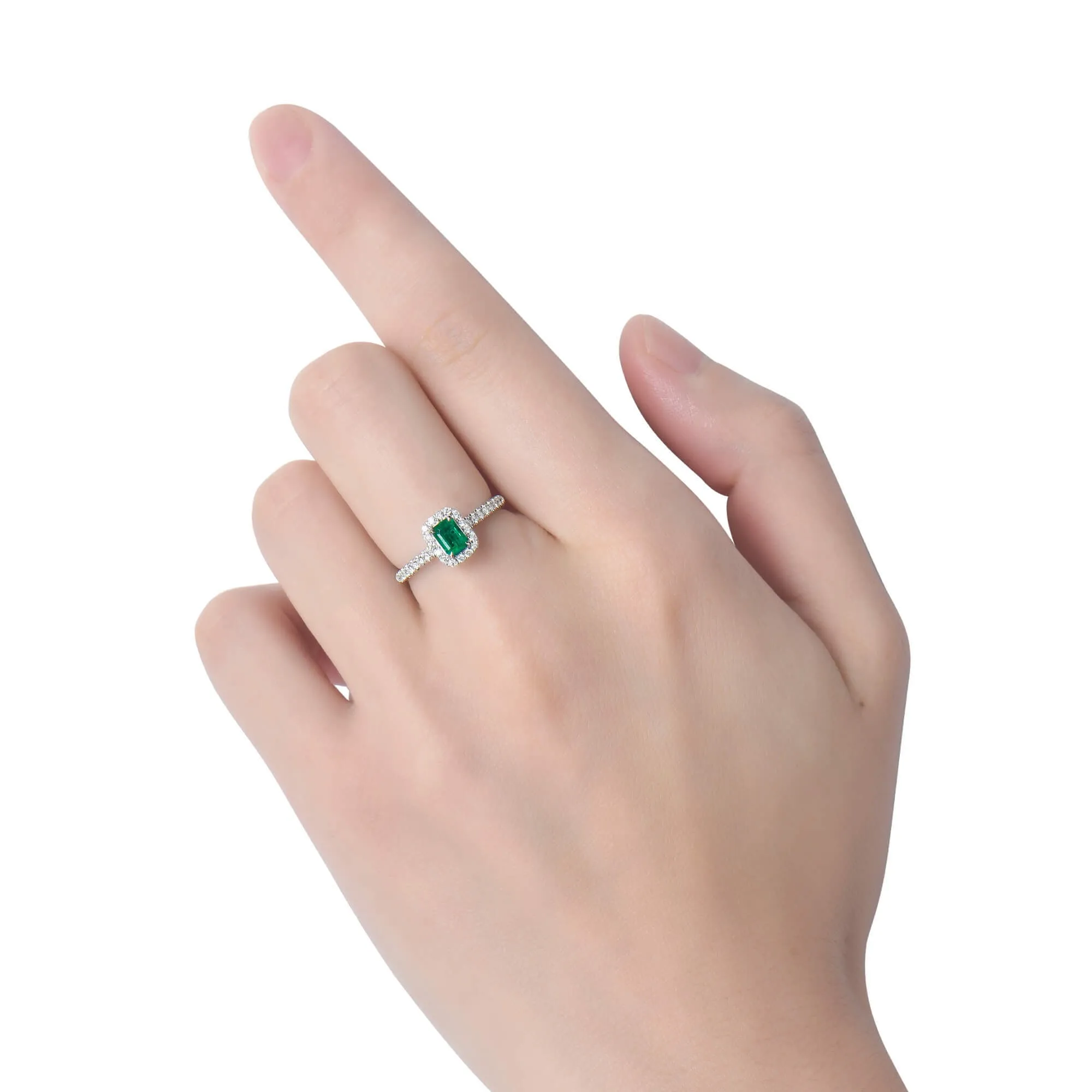 Vivid Green Emerald And Diamond Ring, 0.36 Ct. (0.62 Ct. TW), G2111260104,Emerald Rings
