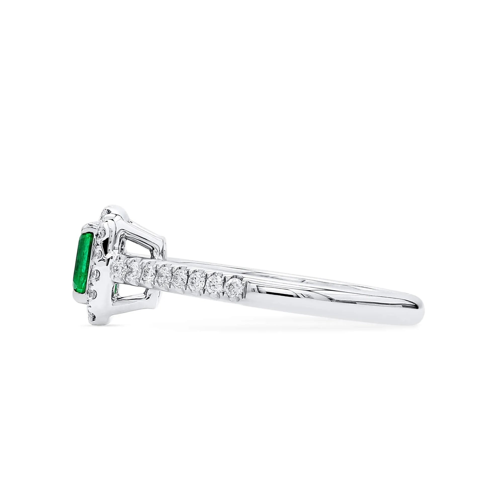 Vivid Green Emerald And Diamond Ring, 0.36 Ct. (0.62 Ct. TW), G2111260104,Emerald Rings