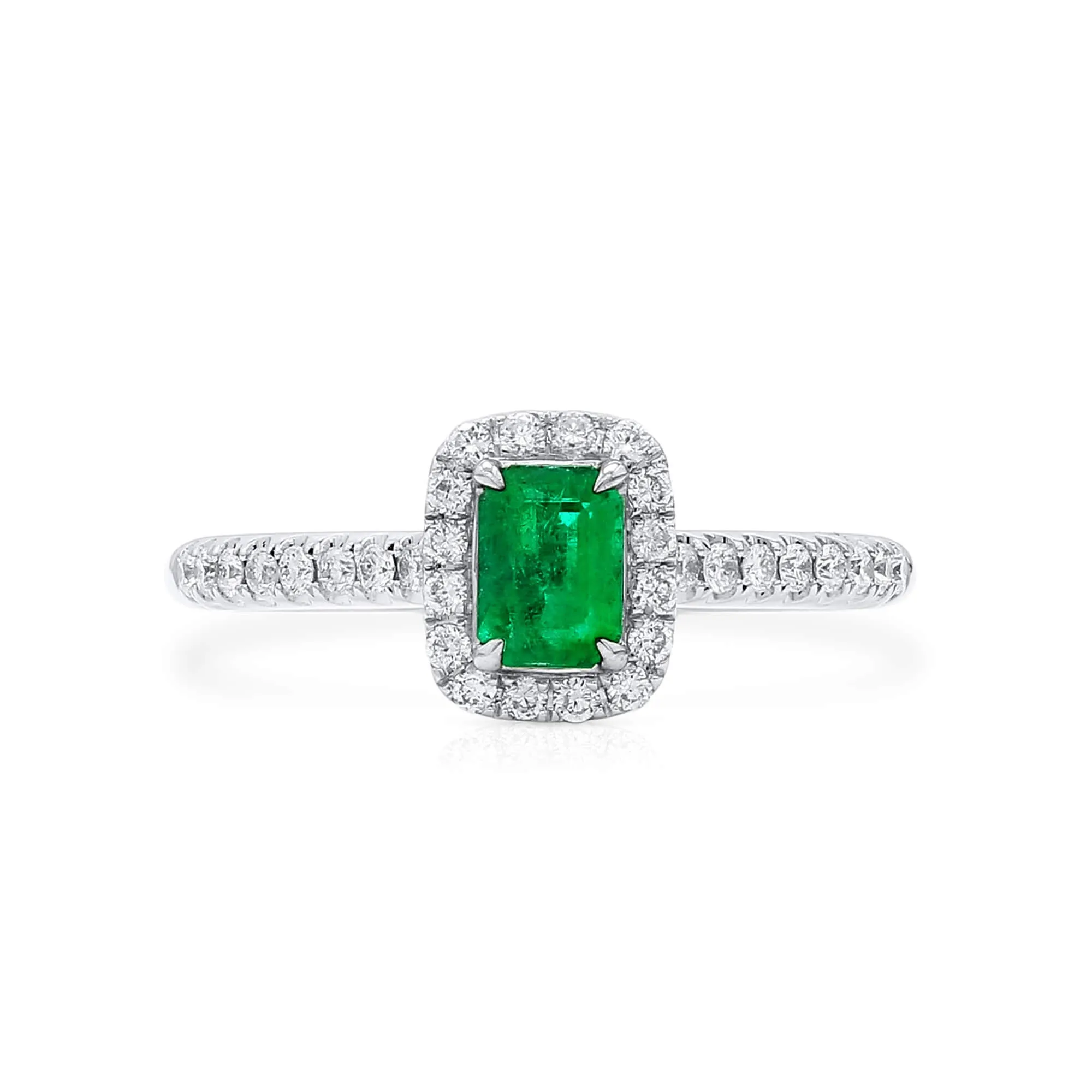 Vivid Green Emerald And Diamond Ring, 0.36 Ct. (0.62 Ct. TW), G2111260104,Emerald Rings