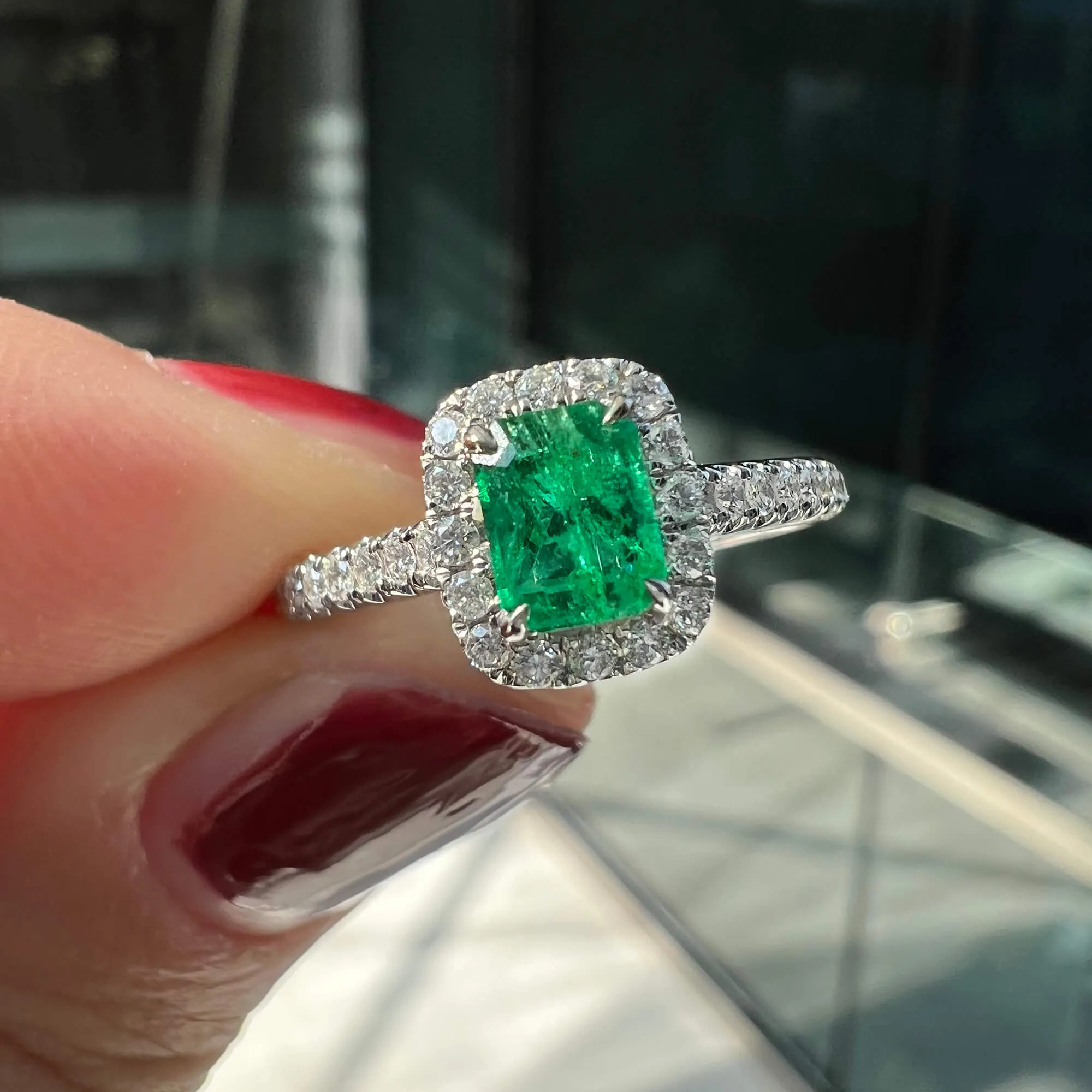 Vivid Green Emerald And Diamond Ring, 0.40 Ct. (0.65 Ct. TW), G2111260105,Emerald Rings