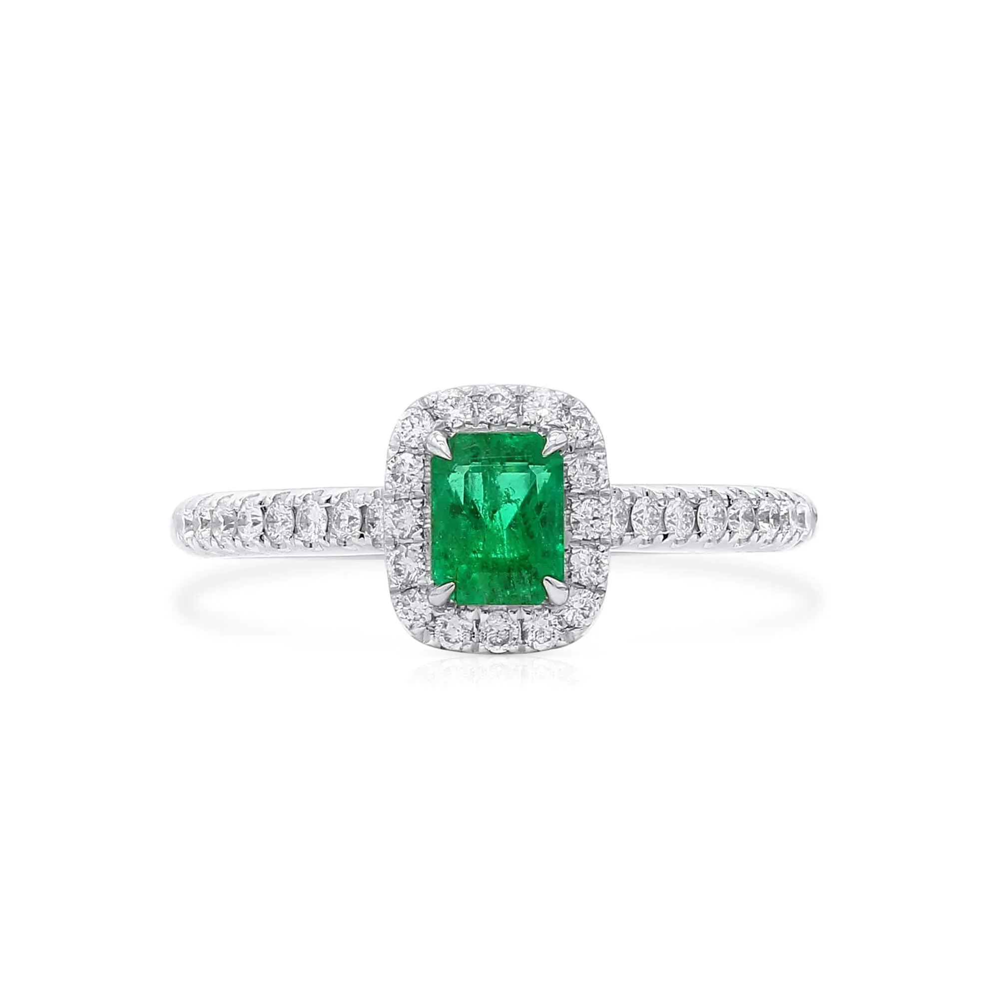 Vivid Green Emerald And Diamond Ring, 0.40 Ct. (0.65 Ct. TW), G2111260105,Emerald Rings