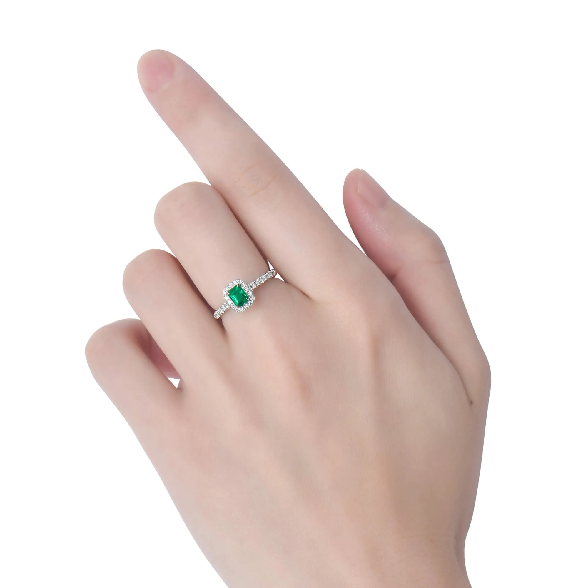 Vivid Green Emerald And Diamond Ring, 0.40 Ct. (0.65 Ct. TW), G2111260105,Emerald Rings