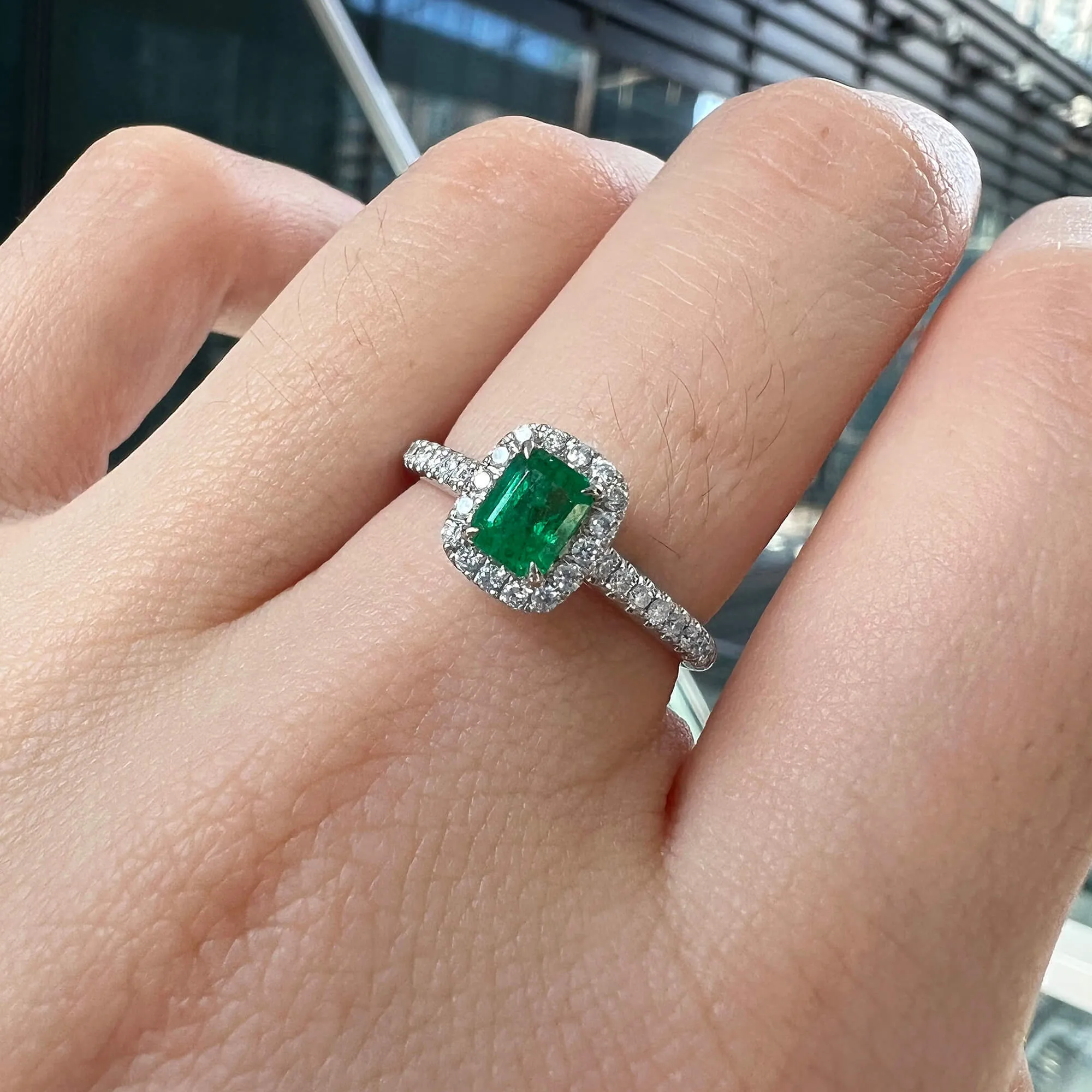 Vivid Green Emerald And Diamond Ring, 0.40 Ct. (0.65 Ct. TW), G2111260105,Emerald Rings