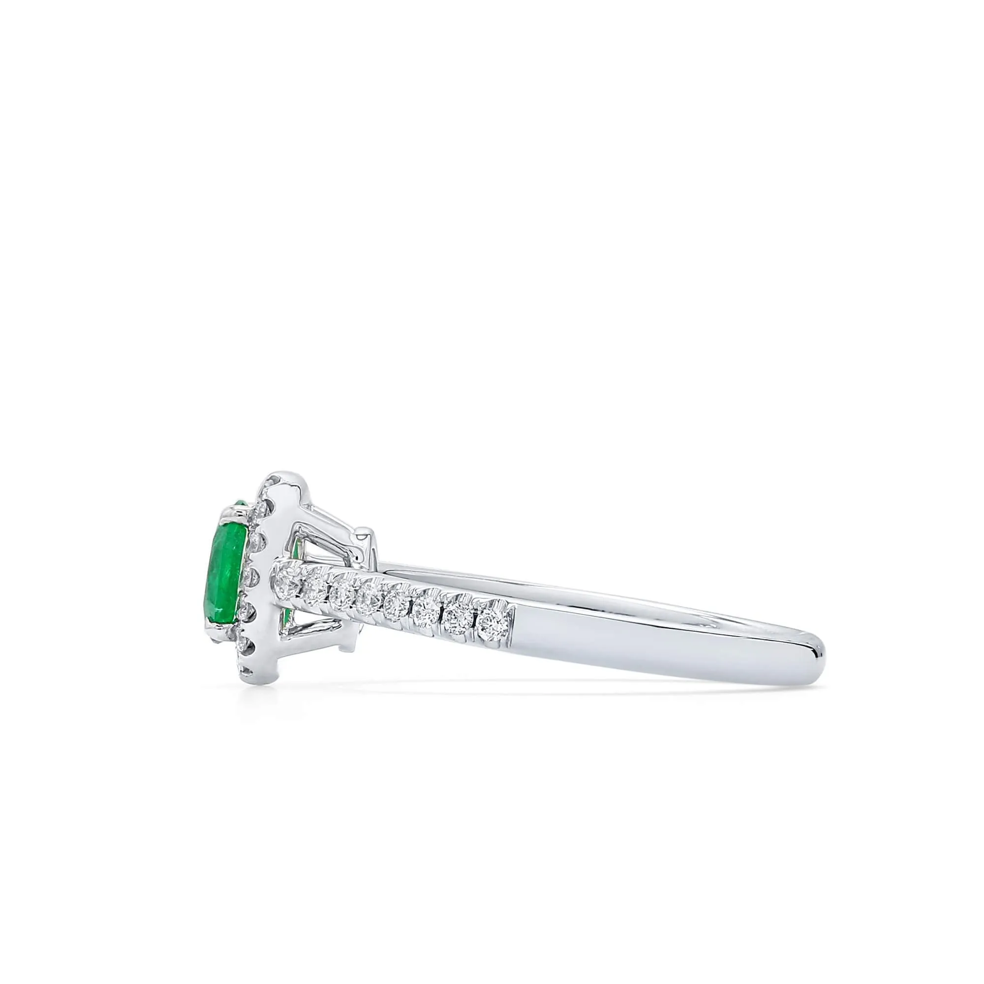 Vivid Green Emerald And Diamond Ring, 0.41 Ct. (0.65 Ct. TW), G2112020321,Emerald Rings
