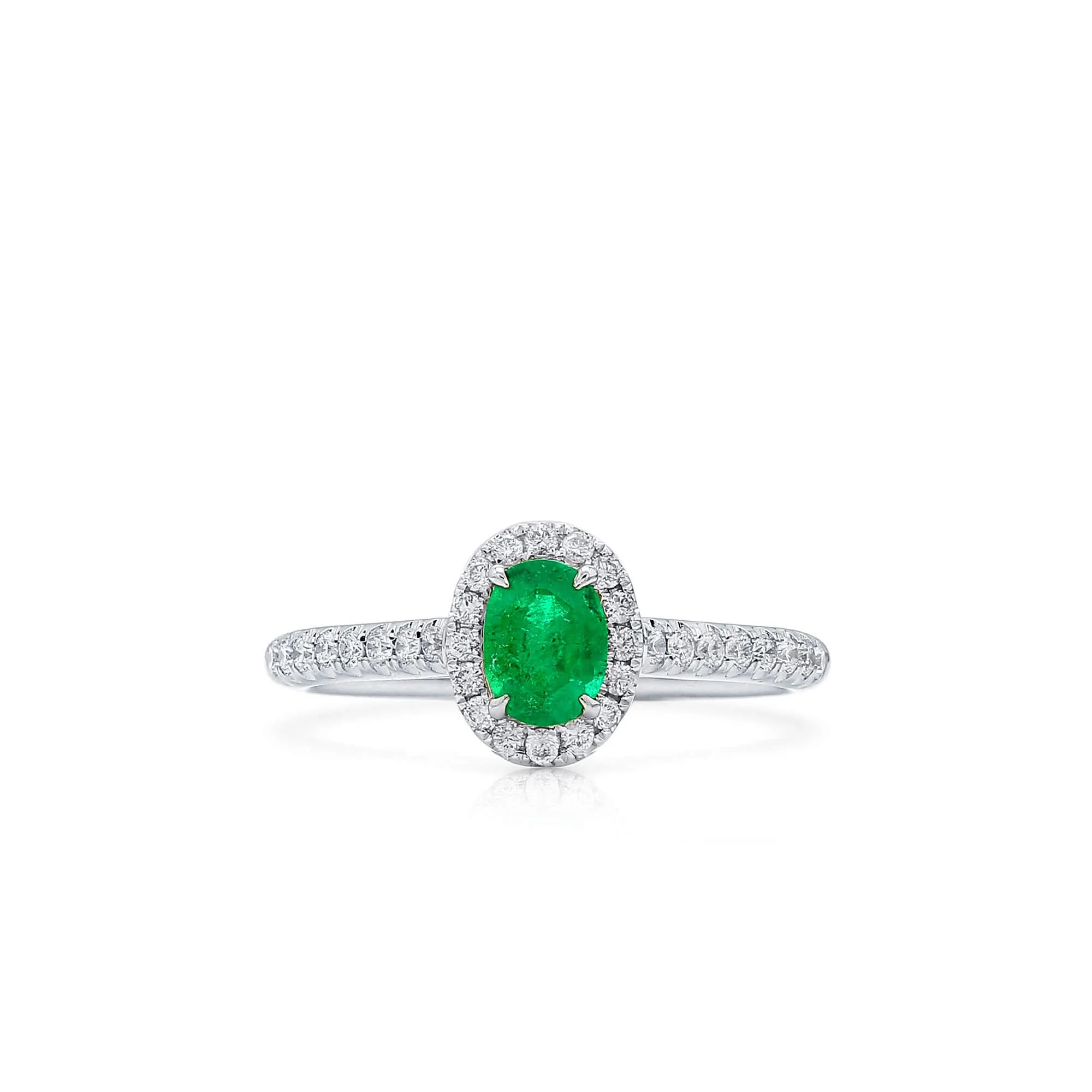 Vivid Green Emerald And Diamond Ring, 0.41 Ct. (0.65 Ct. TW), G2112020321,Emerald Rings
