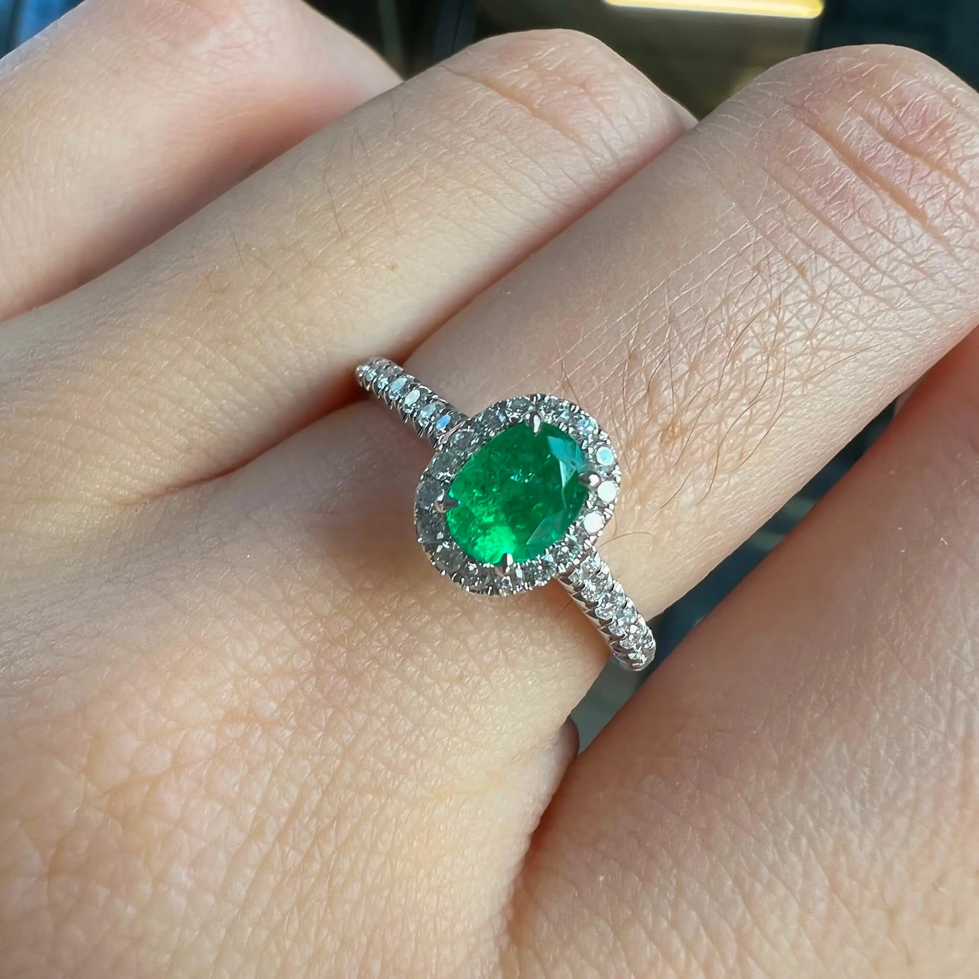 Vivid Green Emerald And Diamond Ring, 0.41 Ct. (0.65 Ct. TW), G2112020321,Emerald Rings