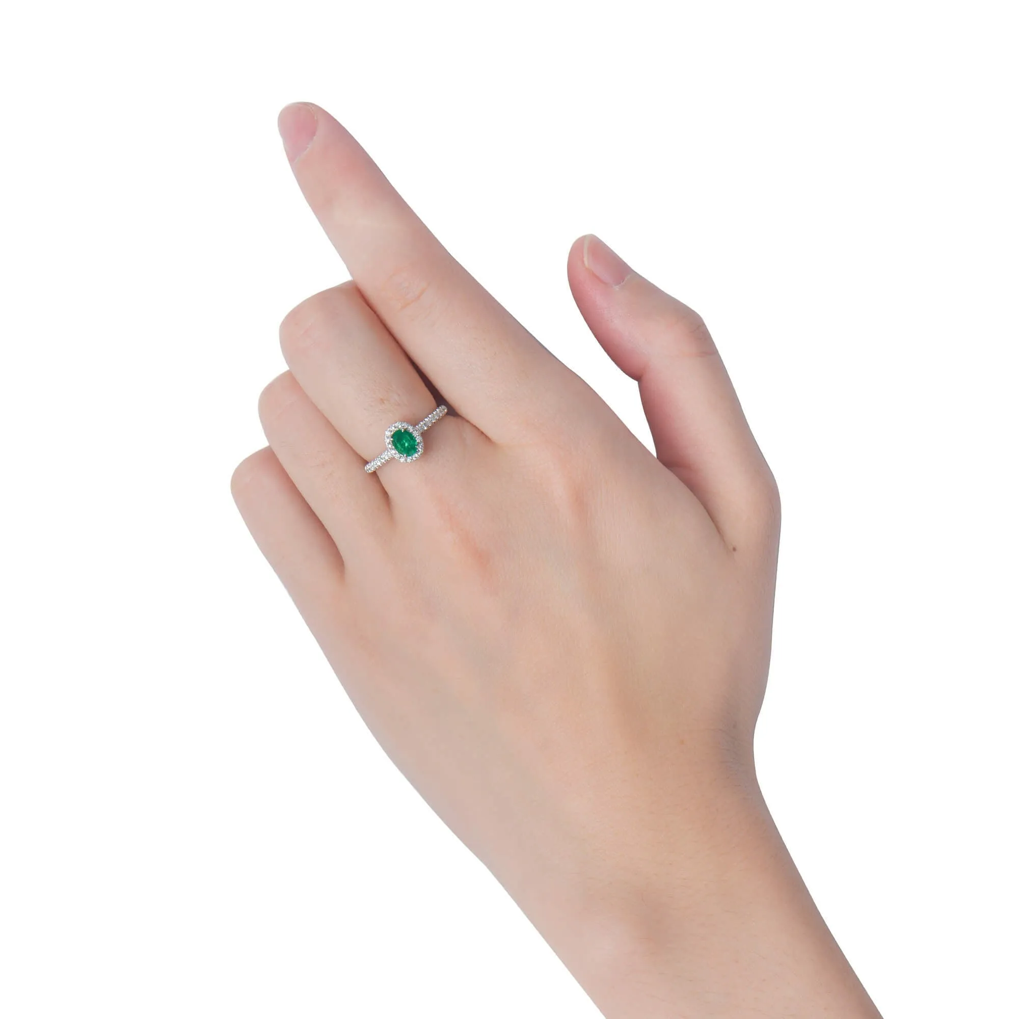 Vivid Green Emerald And Diamond Ring, 0.41 Ct. (0.65 Ct. TW), G2112020321,Emerald Rings