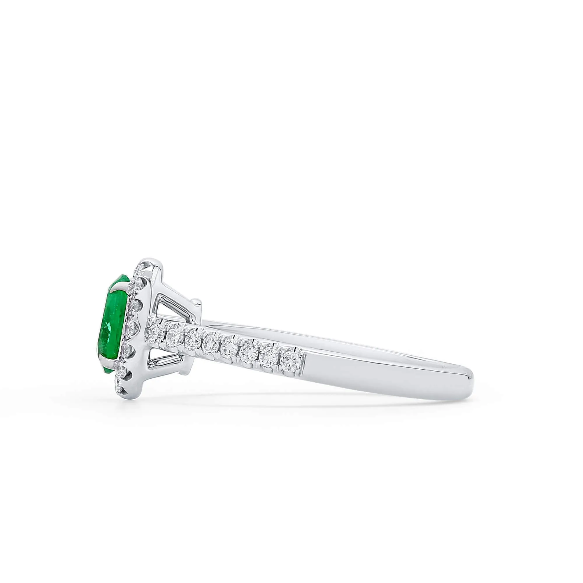 Vivid Green Emerald And Diamond Ring, 0.49 Ct. (0.75 Ct. TW), G2112020311,Emerald Rings