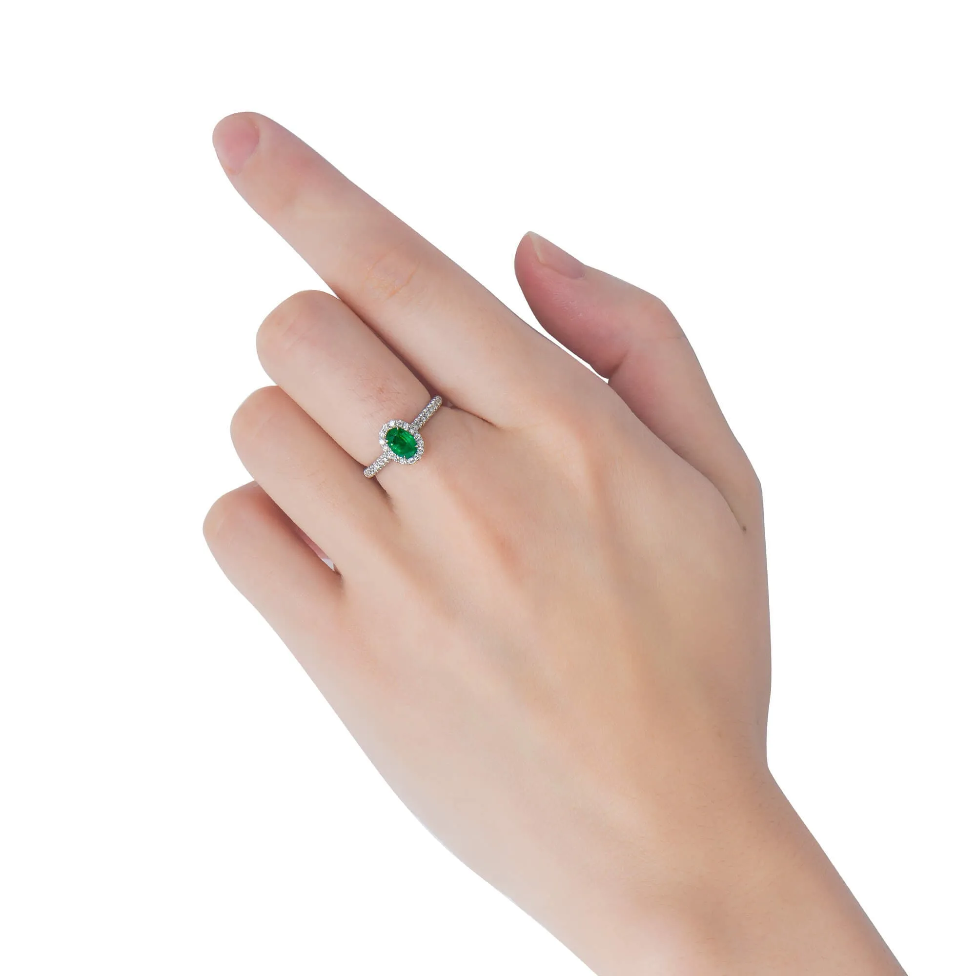Vivid Green Emerald And Diamond Ring, 0.49 Ct. (0.75 Ct. TW), G2112020311,Emerald Rings
