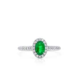 Vivid Green Emerald And Diamond Ring, 0.49 Ct. (0.75 Ct. TW), G2112020311,Emerald Rings