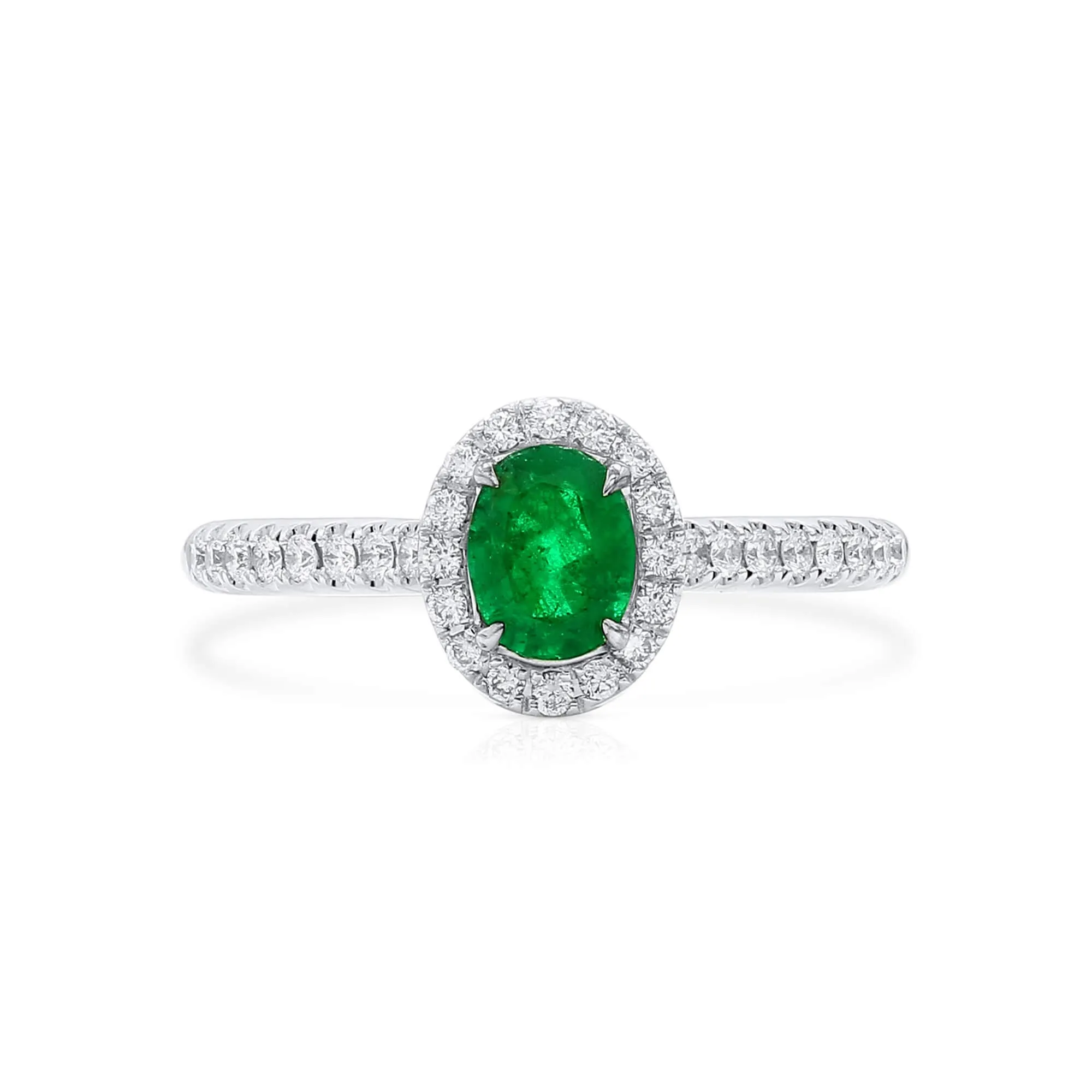 Vivid Green Emerald And Diamond Ring, 0.51 Ct. (0.74 Ct. TW), G2111260106,Emerald Rings