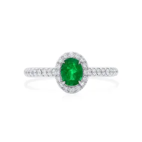 Vivid Green Emerald And Diamond Ring, 0.51 Ct. (0.74 Ct. TW), G2111260106,Emerald Rings