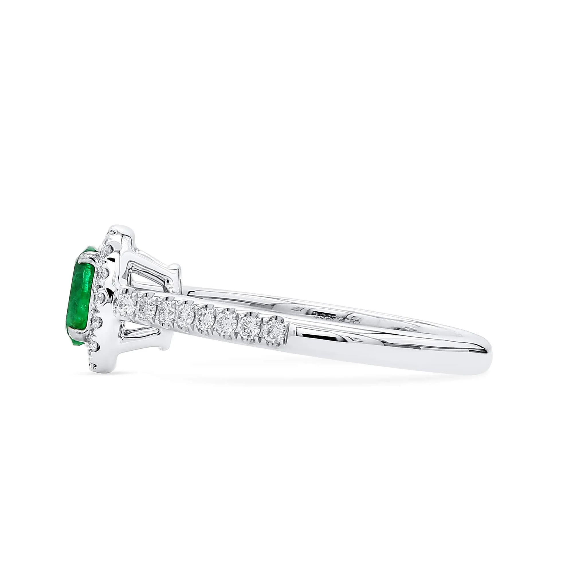 Vivid Green Emerald And Diamond Ring, 0.51 Ct. (0.74 Ct. TW), G2111260106,Emerald Rings