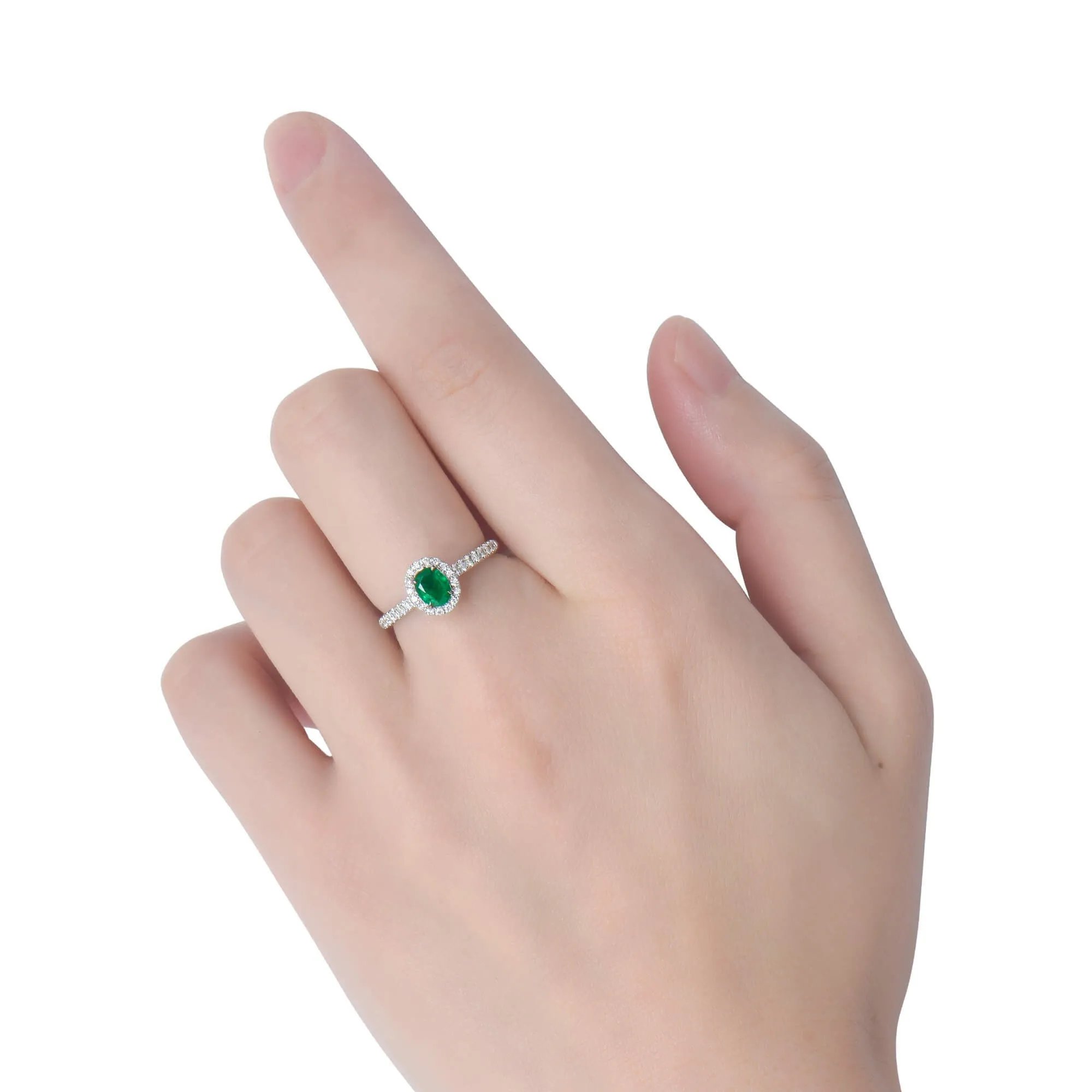 Vivid Green Emerald And Diamond Ring, 0.51 Ct. (0.74 Ct. TW), G2111260106,Emerald Rings