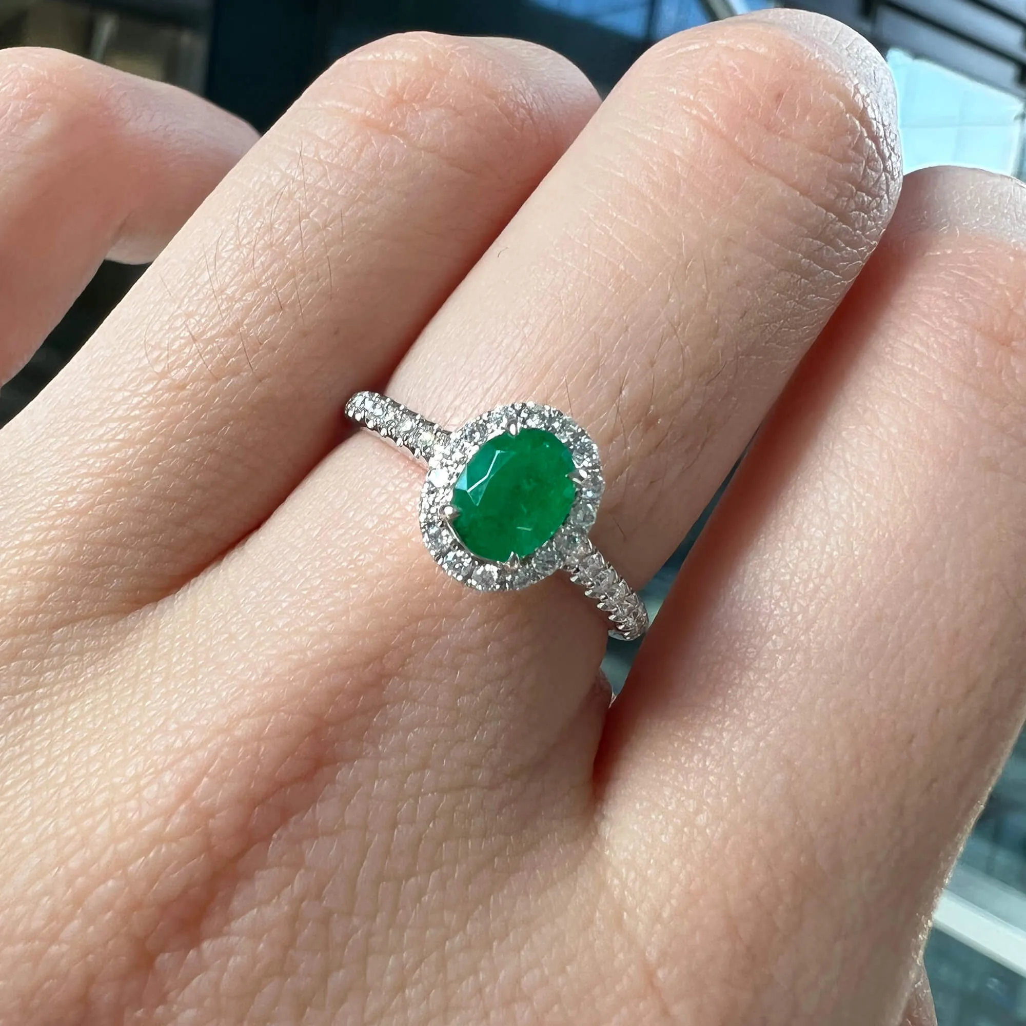 Vivid Green Emerald And Diamond Ring, 0.61 Ct. (0.87 Ct. TW), G2111260109,Emerald Rings