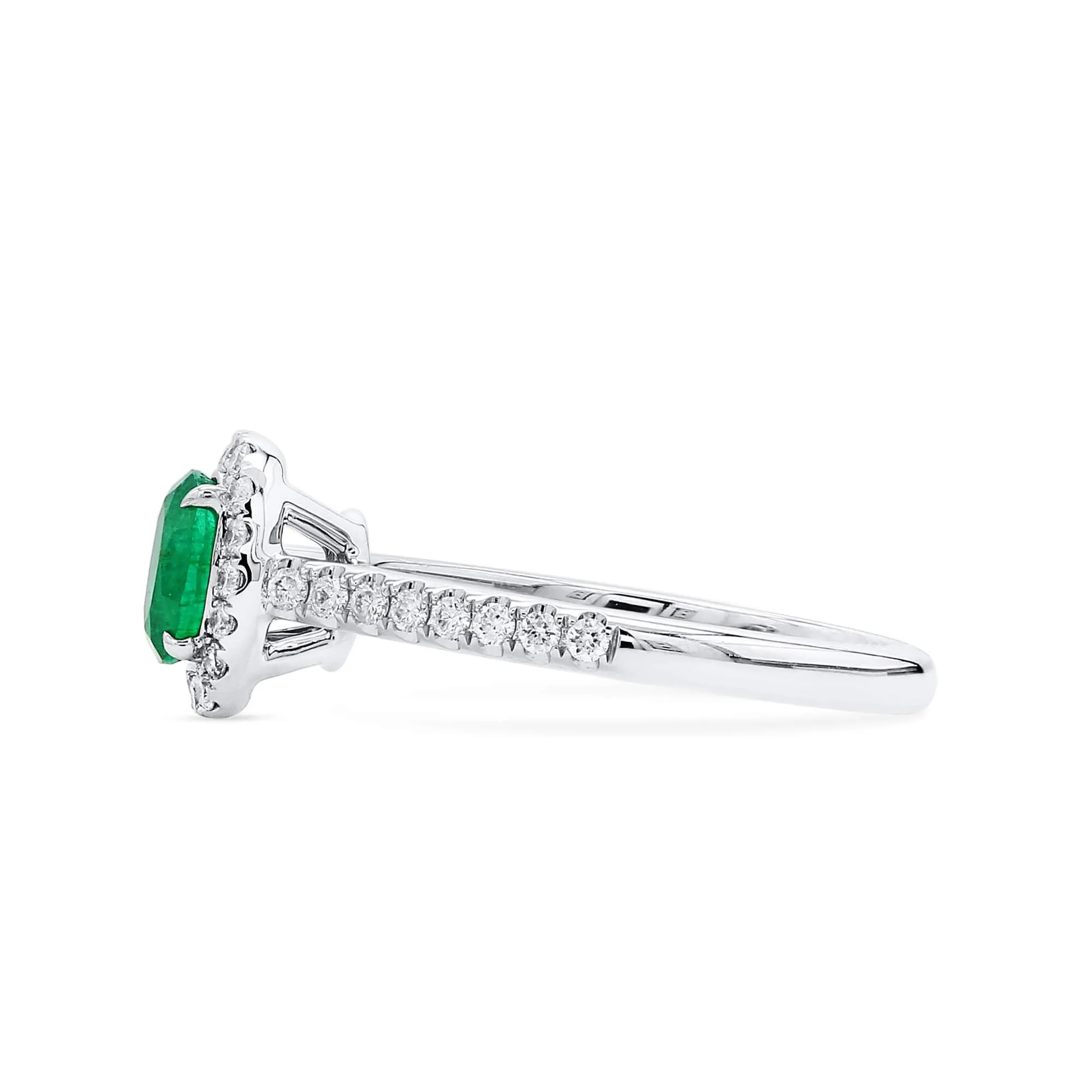 Vivid Green Emerald And Diamond Ring, 0.61 Ct. (0.87 Ct. TW), G2111260109,Emerald Rings
