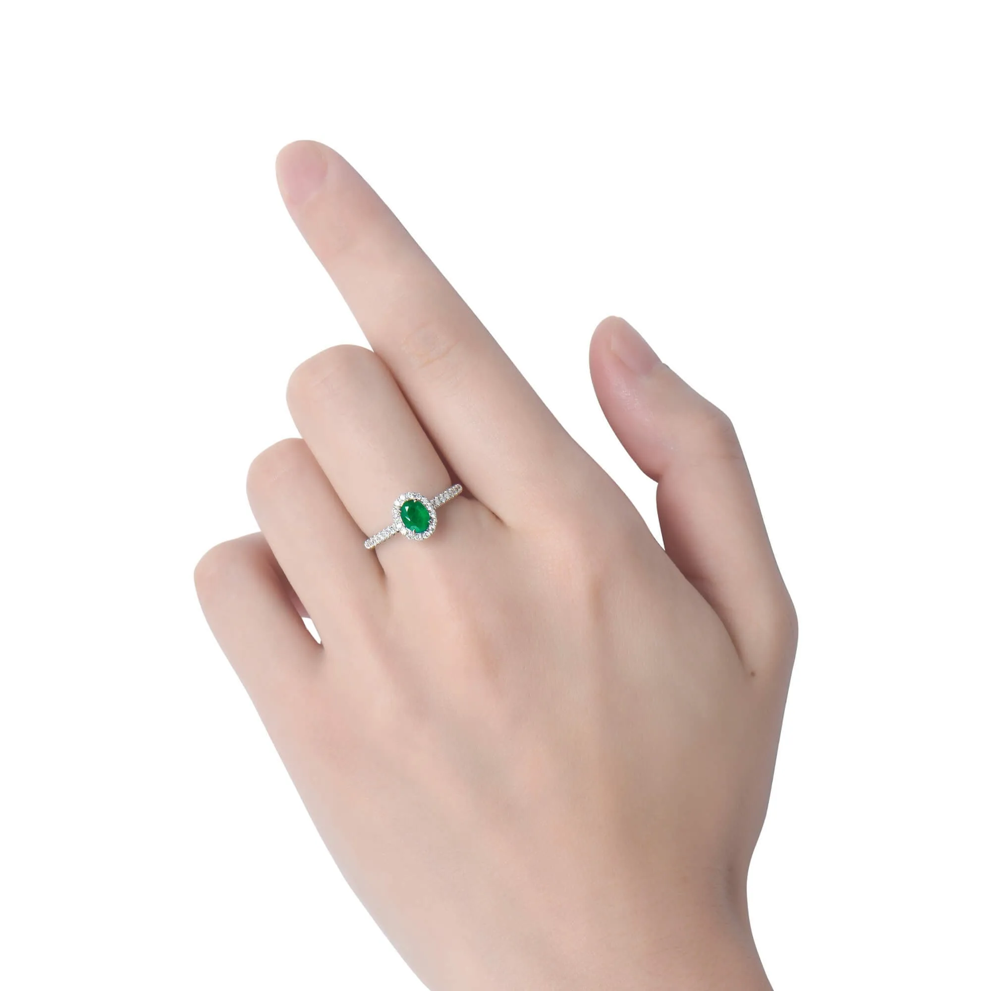 Vivid Green Emerald And Diamond Ring, 0.61 Ct. (0.87 Ct. TW), G2111260109,Emerald Rings