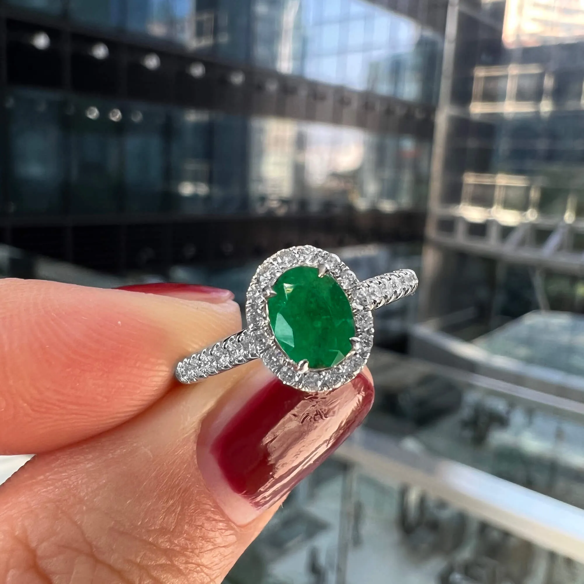 Vivid Green Emerald And Diamond Ring, 0.61 Ct. (0.87 Ct. TW), G2111260109,Emerald Rings