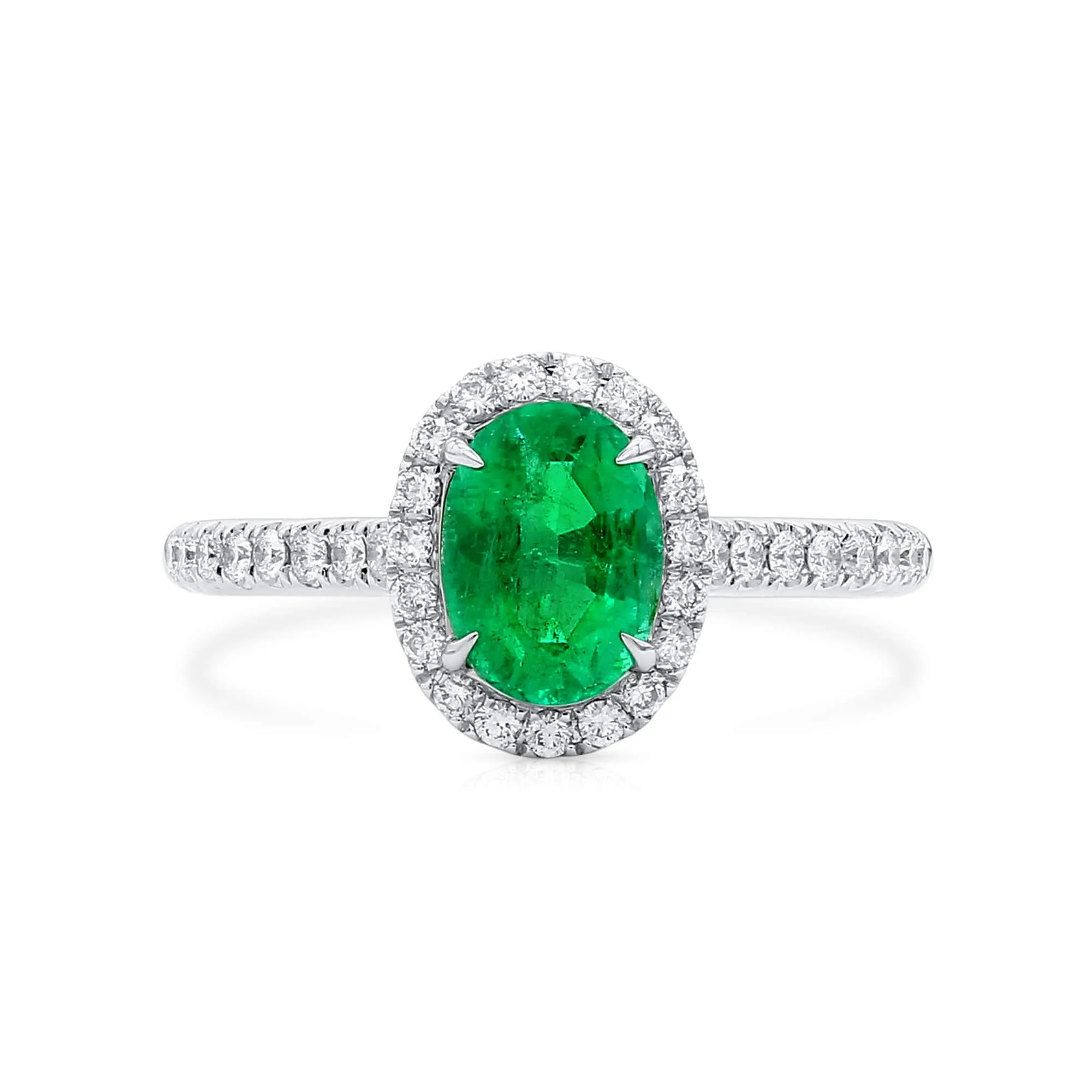 Vivid Green Emerald And Diamond Ring, 1.00 Ct. (1.27 Ct. TW), G2106160429,Emerald Rings